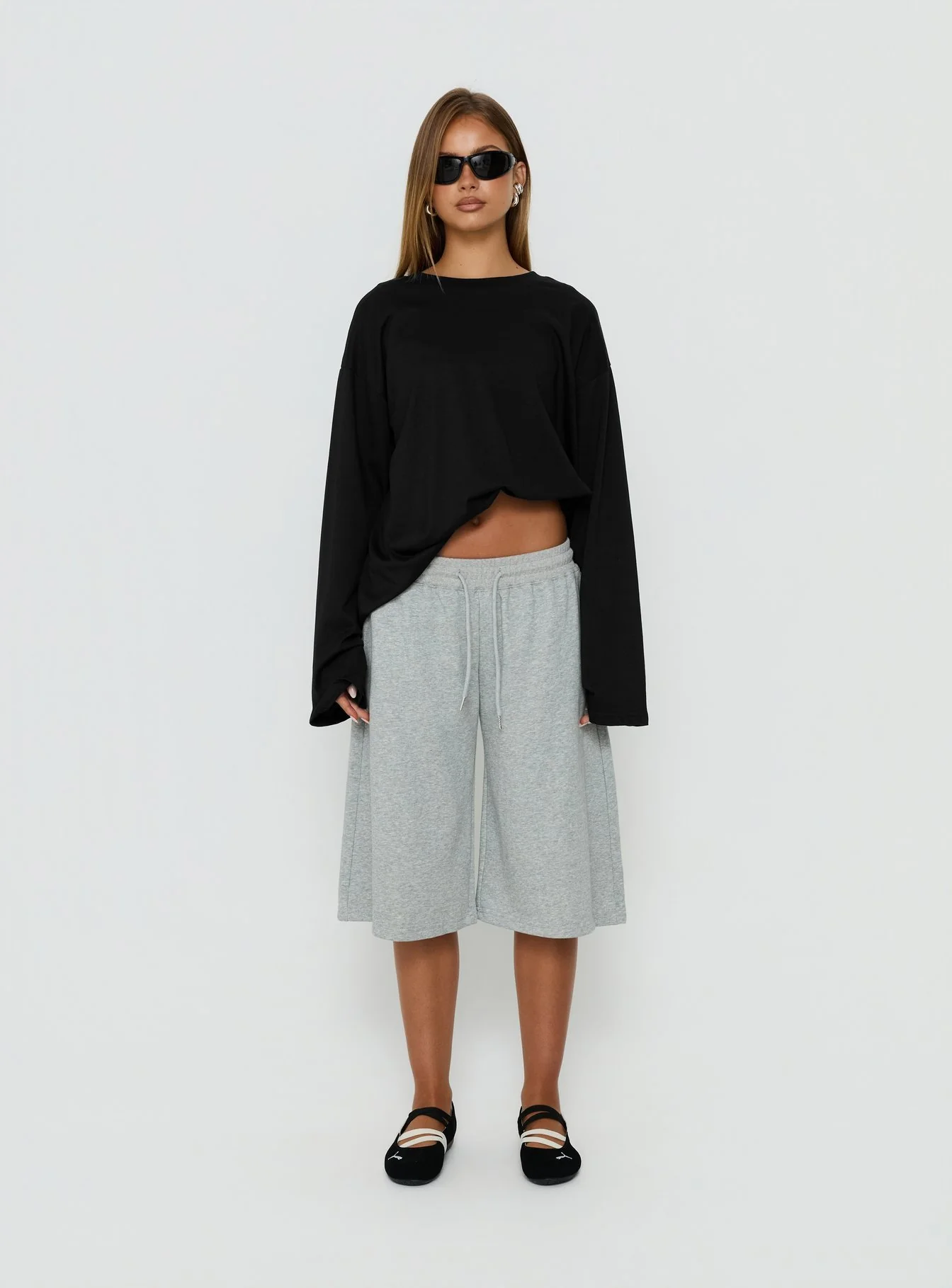Settle Down Long Sleeve Top Black