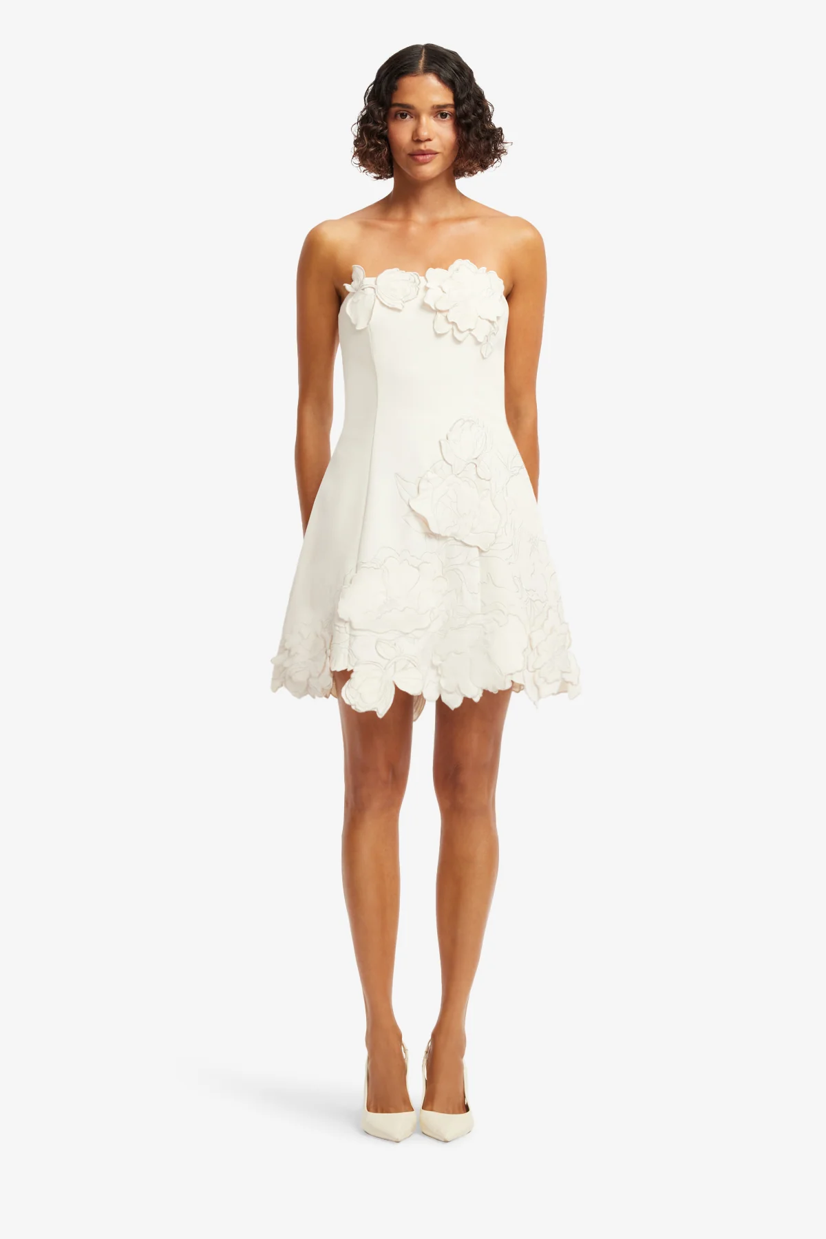 Ayla Appliqué Bustier Mini Dress - Vanilla