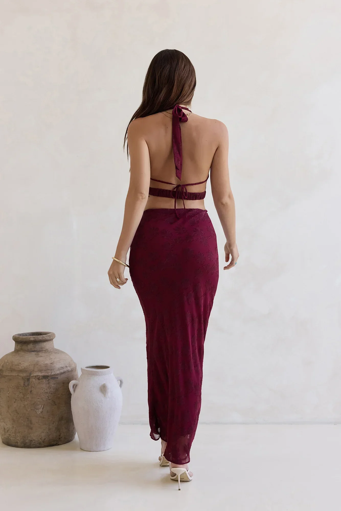 She's The Flame Maxi Skirt Wine