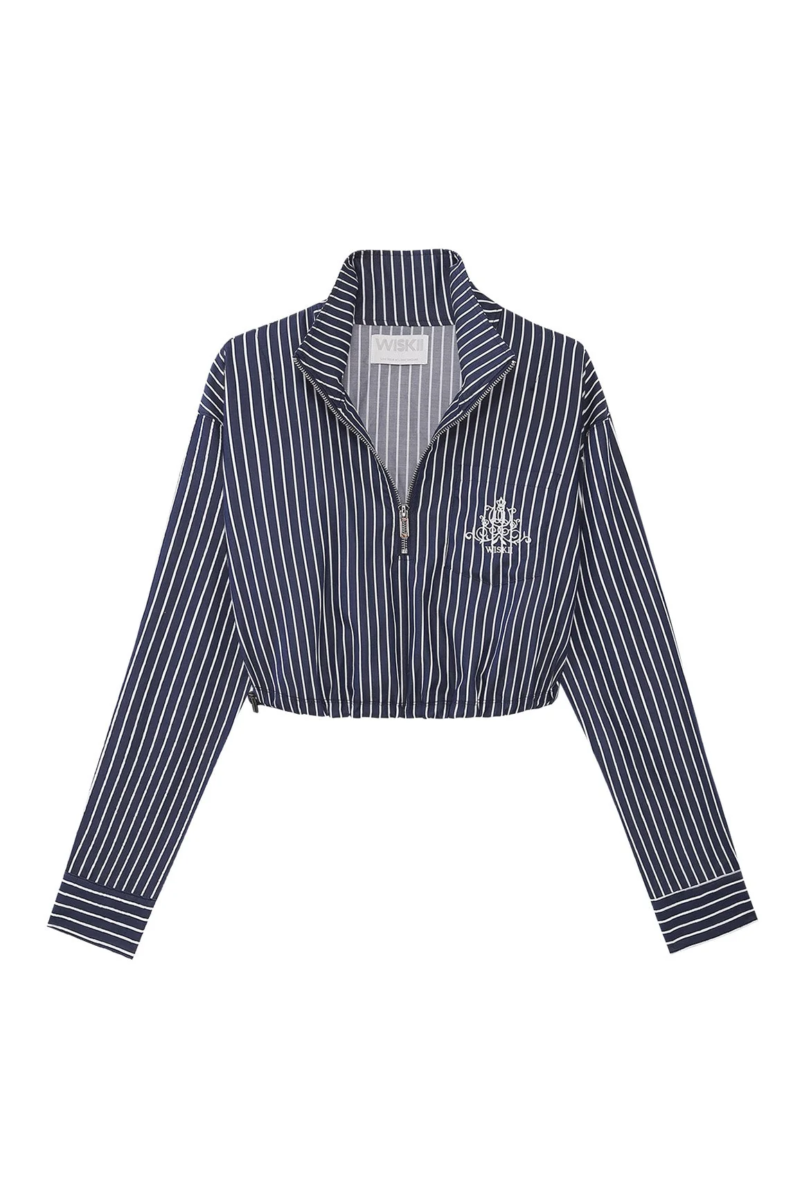 Stripe Half-Zip Crop Shirt