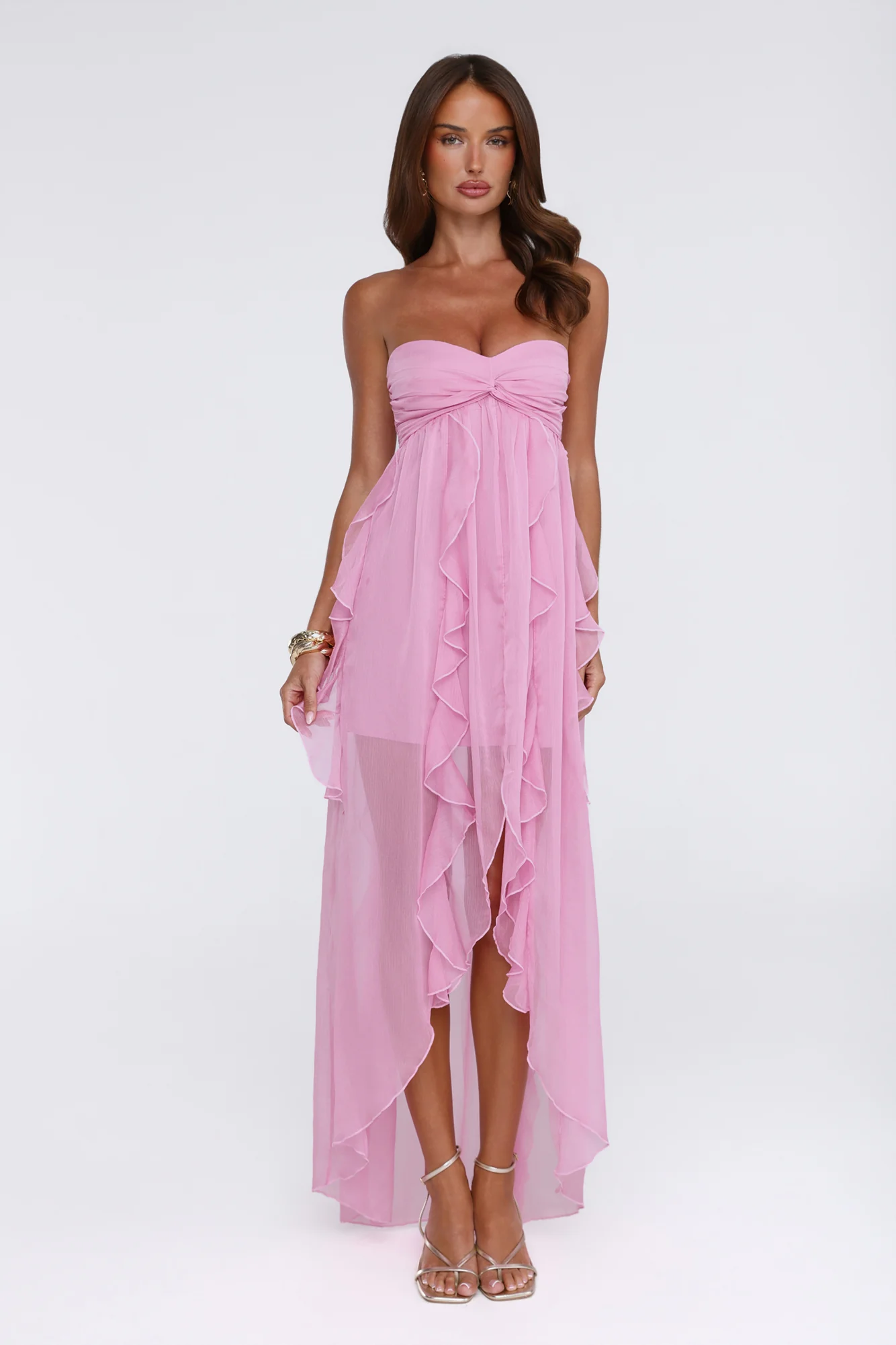 The Attention Rule Strapless Maxi Dress Pink