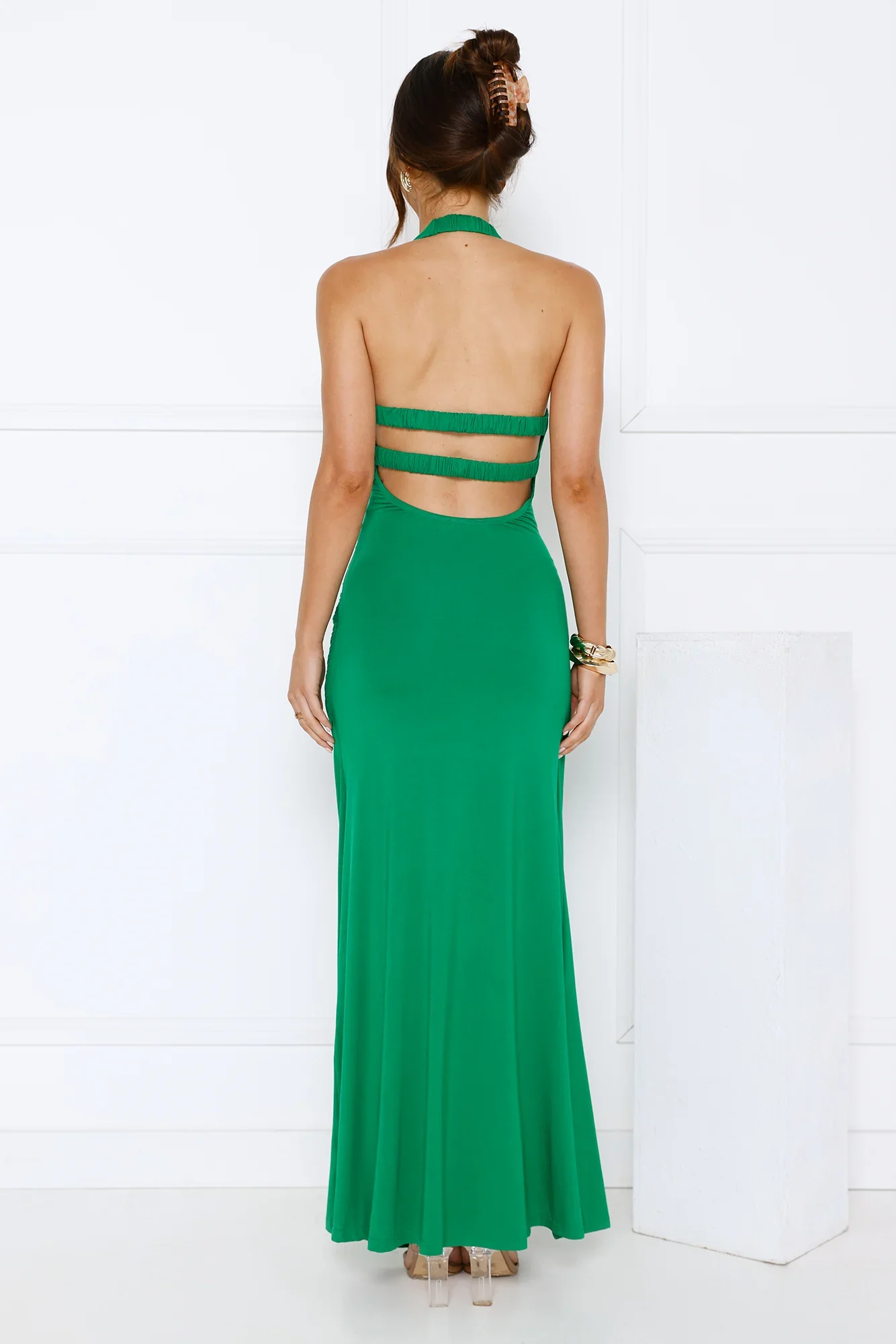 Up To Mischief Halter Maxi Dress Green