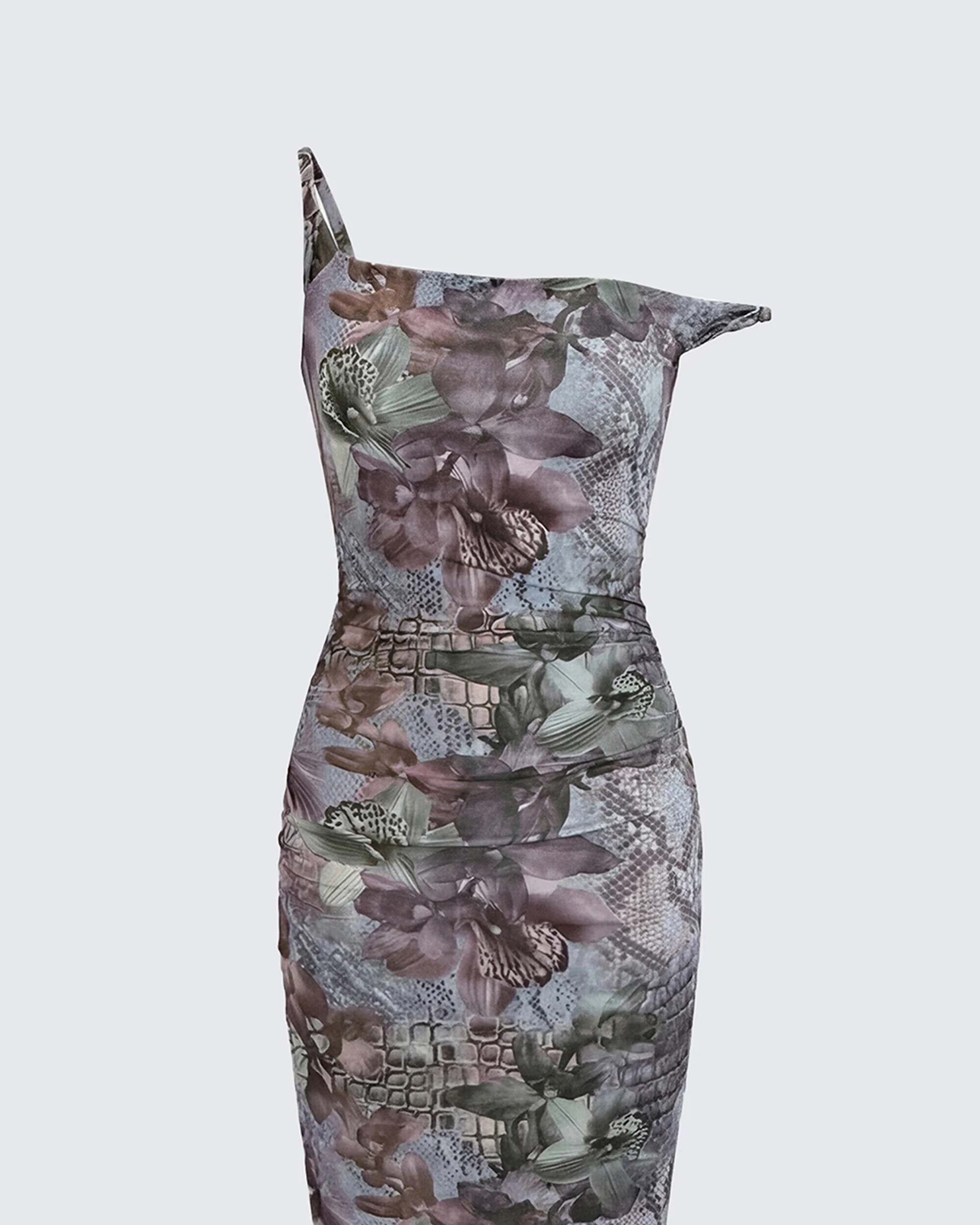 Elaris Multi Print Twist Strap Maxi Dress
