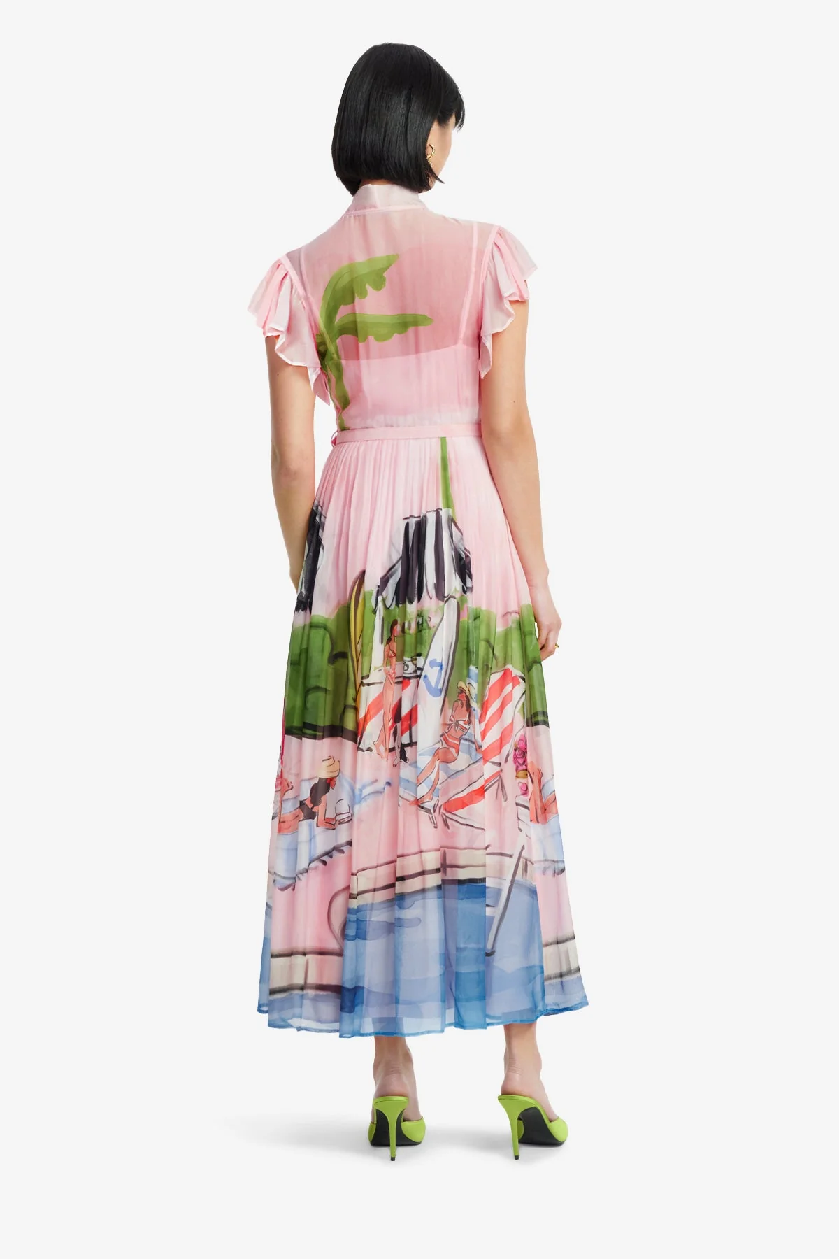 Grace Flutter Sleeve Midi Dress - Riviera Print