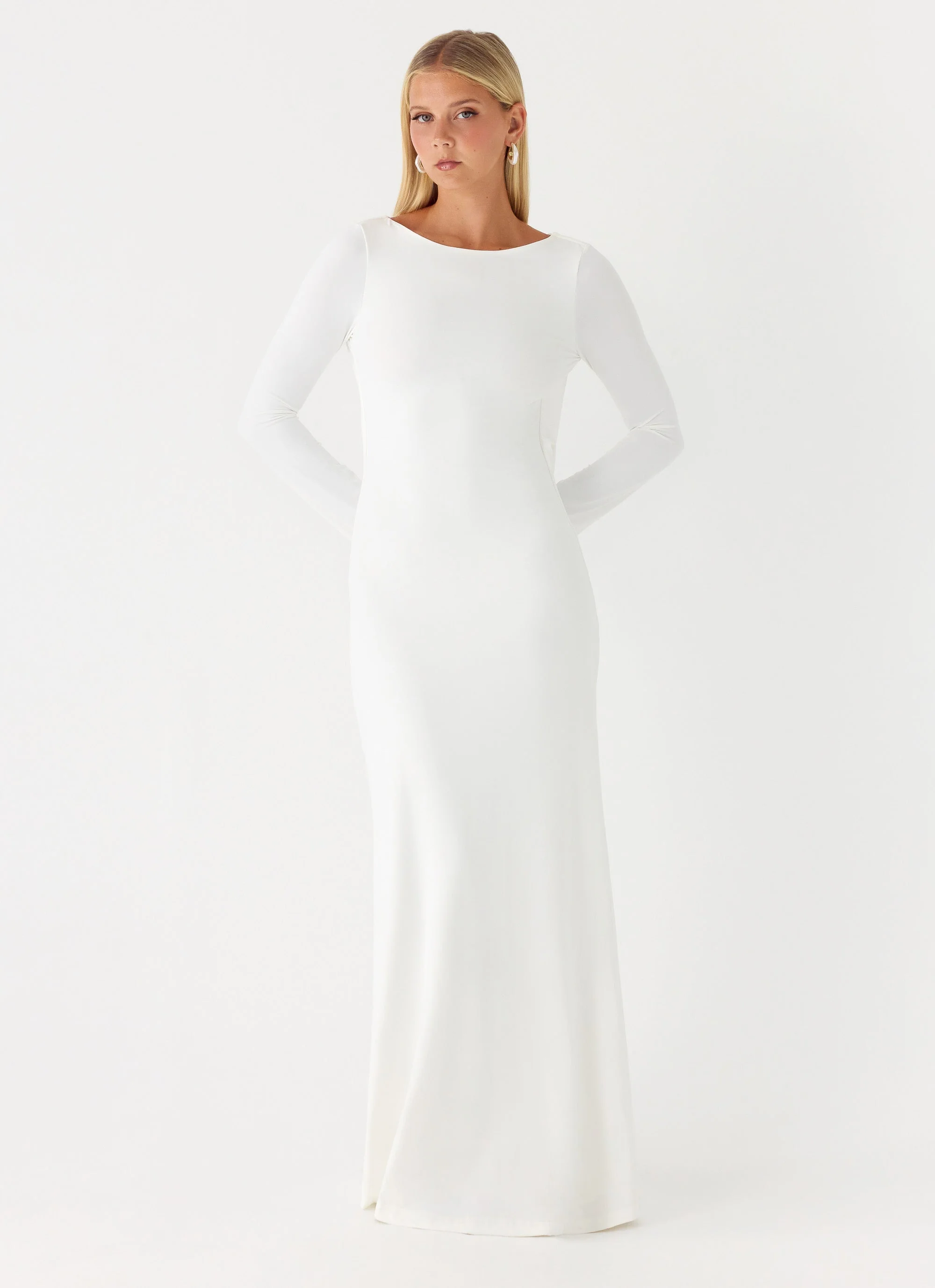 Elmont Long Sleeve Maxi Dress - White - luluinthesky