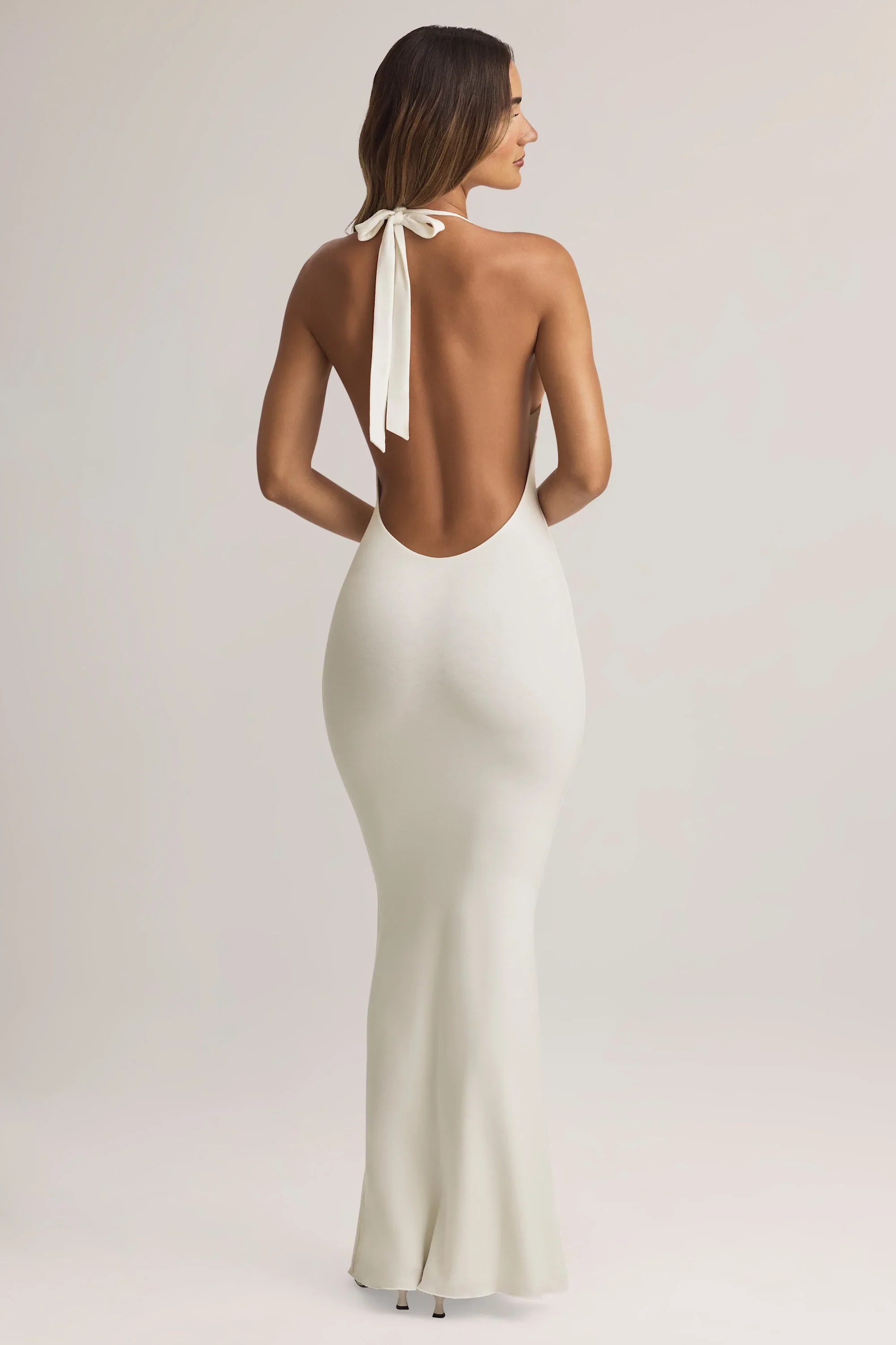 Modal Halterneck Maxi Dress in White - luluinthesky