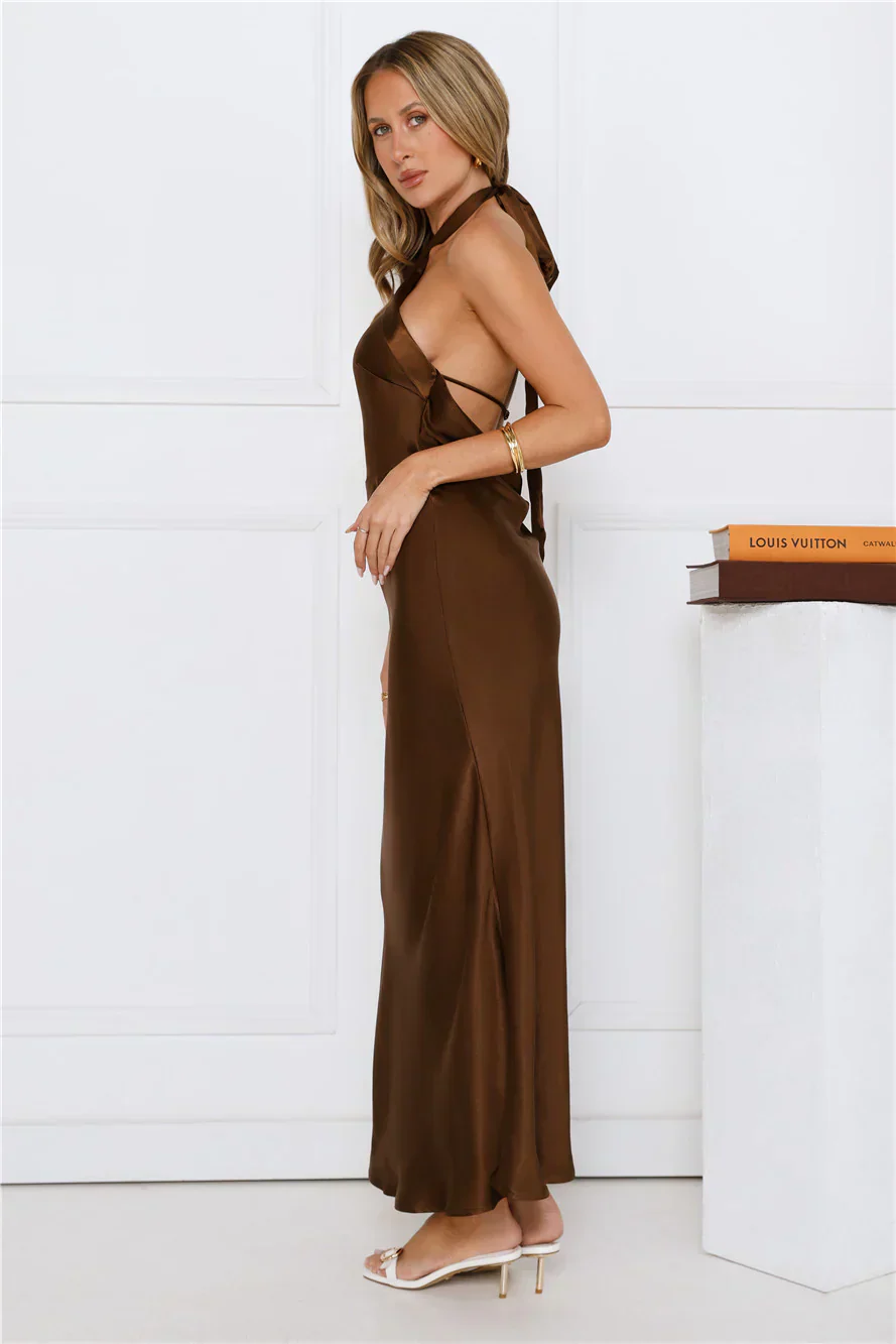 Majestic Girl Halter Satin Maxi Dress