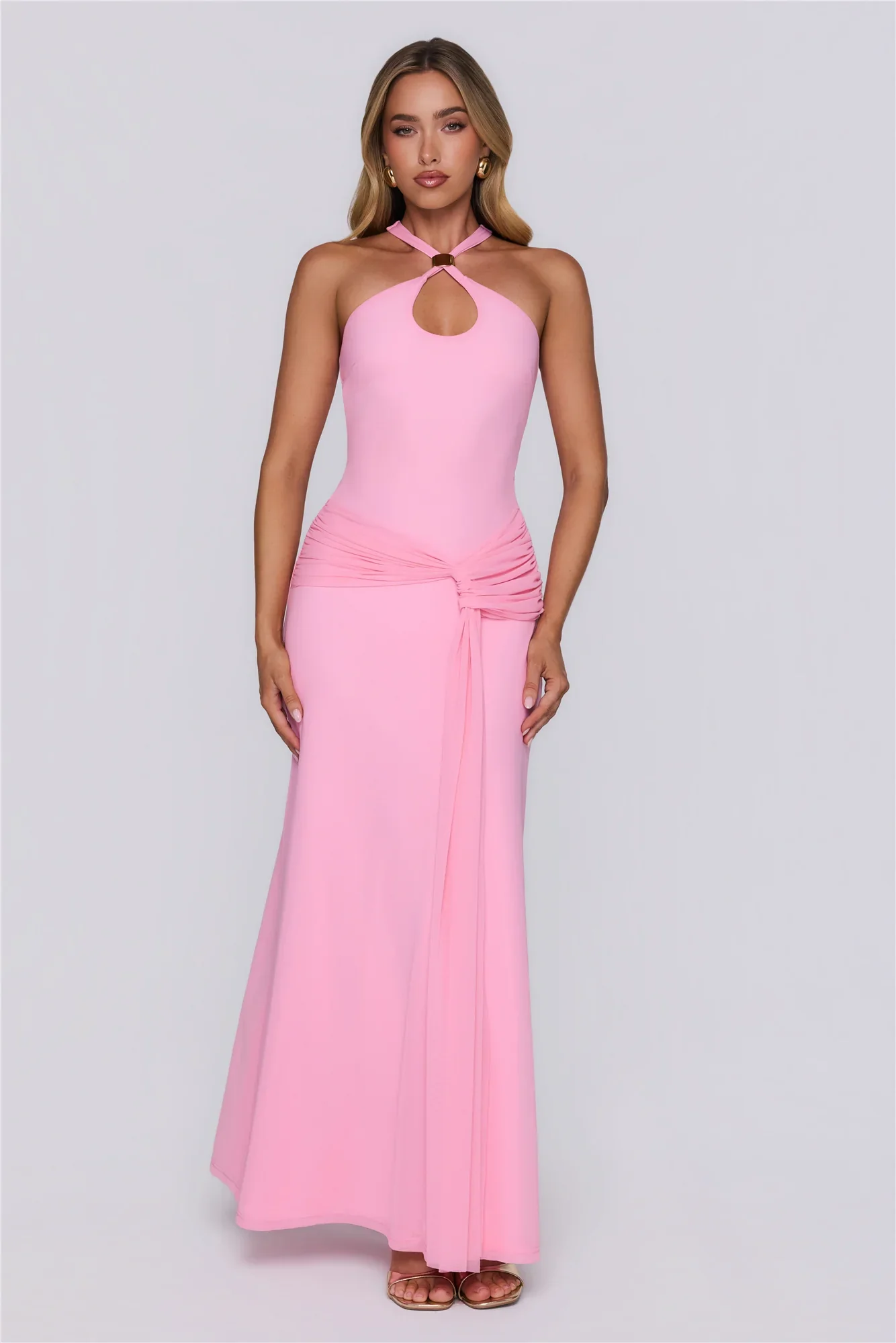 Glam And Glow Mesh Maxi Dress Pink
