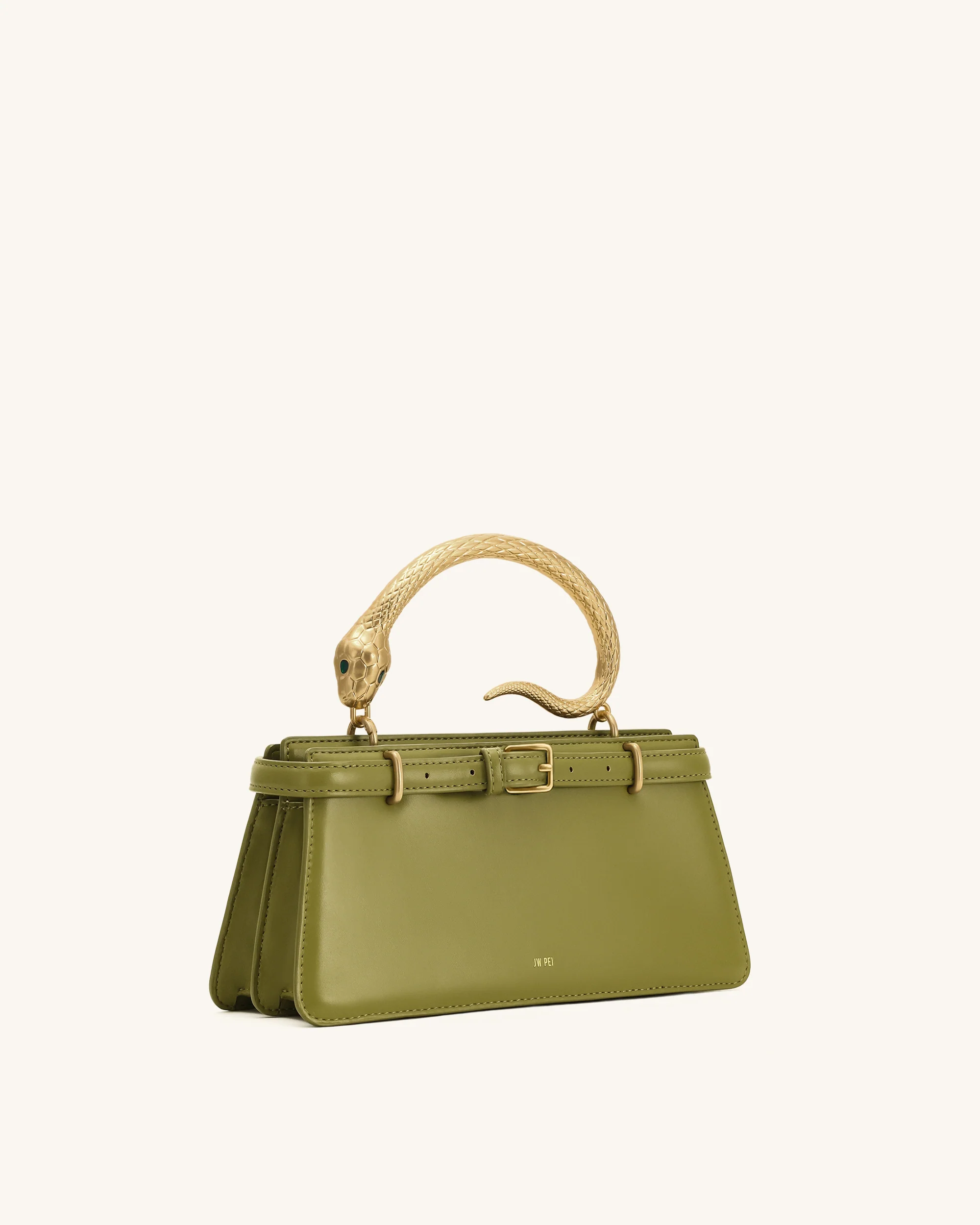 Elena Snake Handle Top Handle Bag - Matcha Green