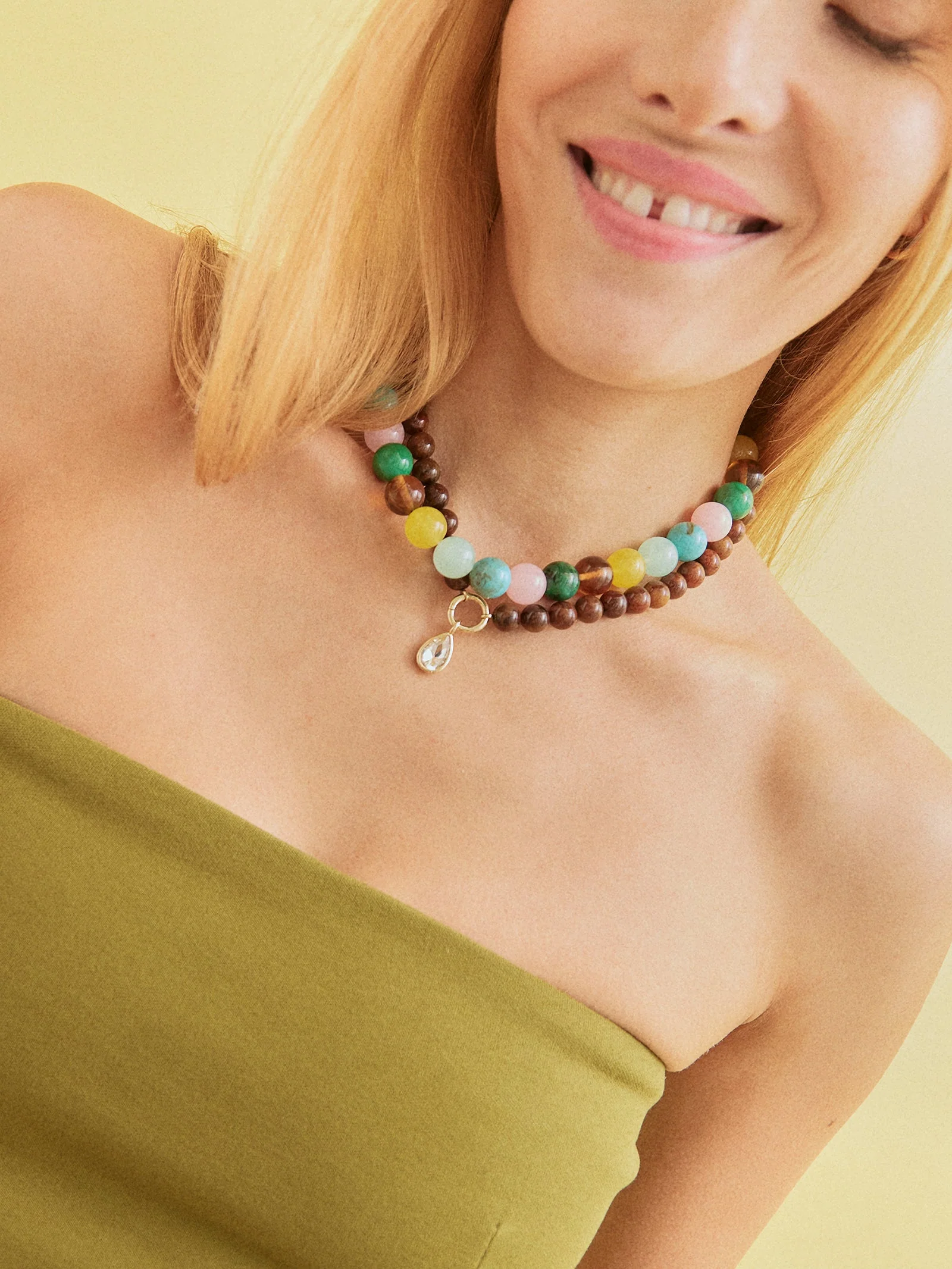 Mini Jane Beaded Necklace - Natural Multi Bead