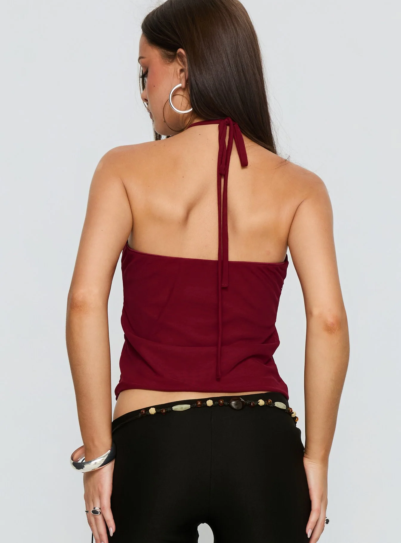 Hedlea Draped Ring Detail Top Wine