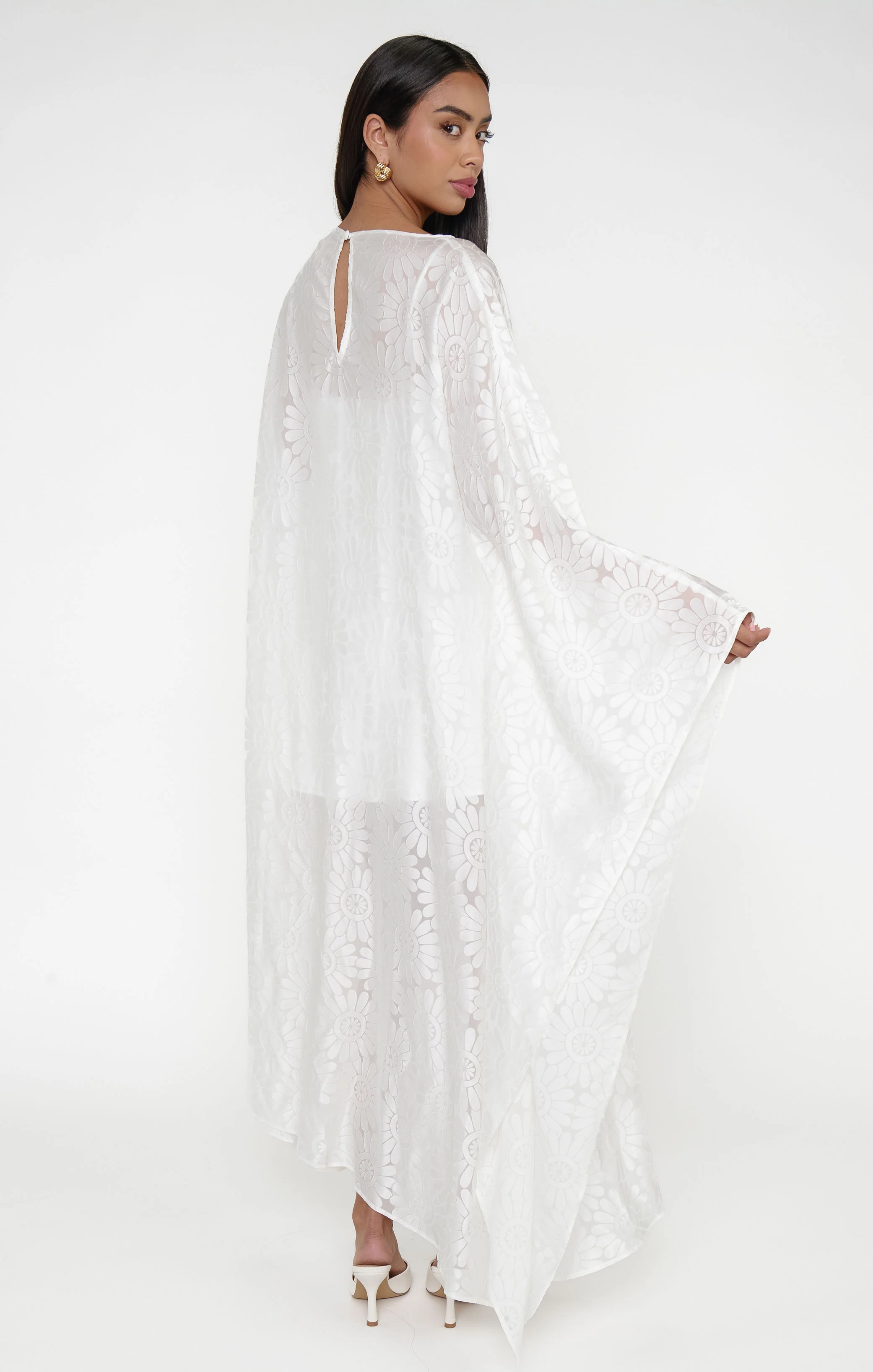 Olsen Maxi Dress ~ White Daisy Burnout