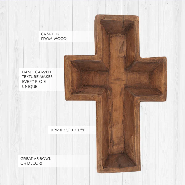 Wooden Cross Dough Bowl