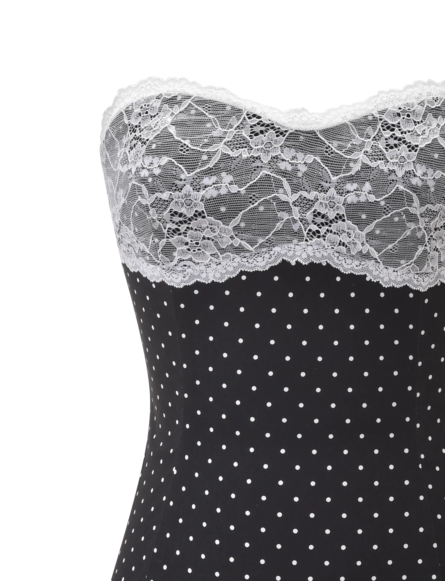 Kittie Lace Pleat Dress - Black Dot