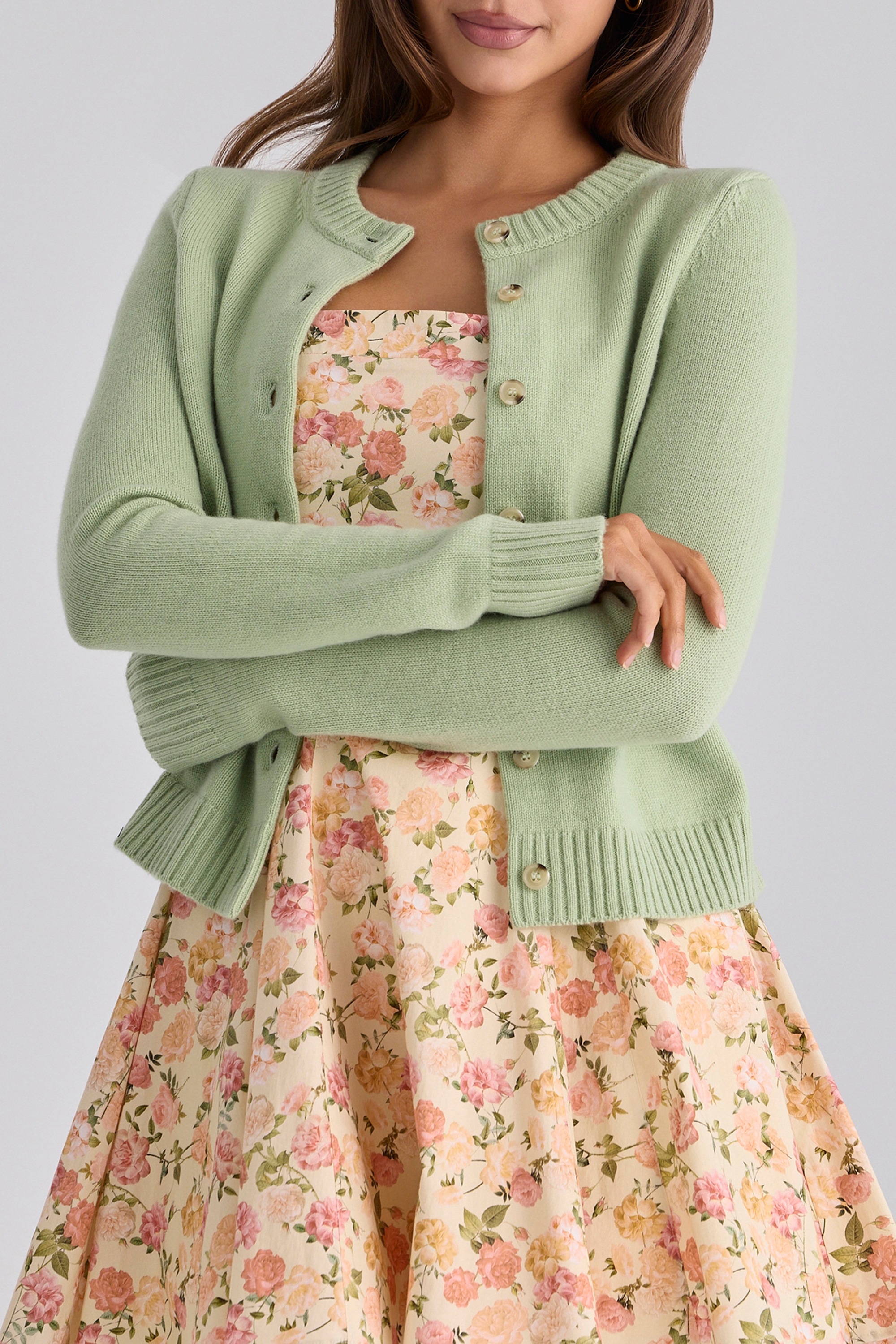 matcha cashmere + merino wool cardigan