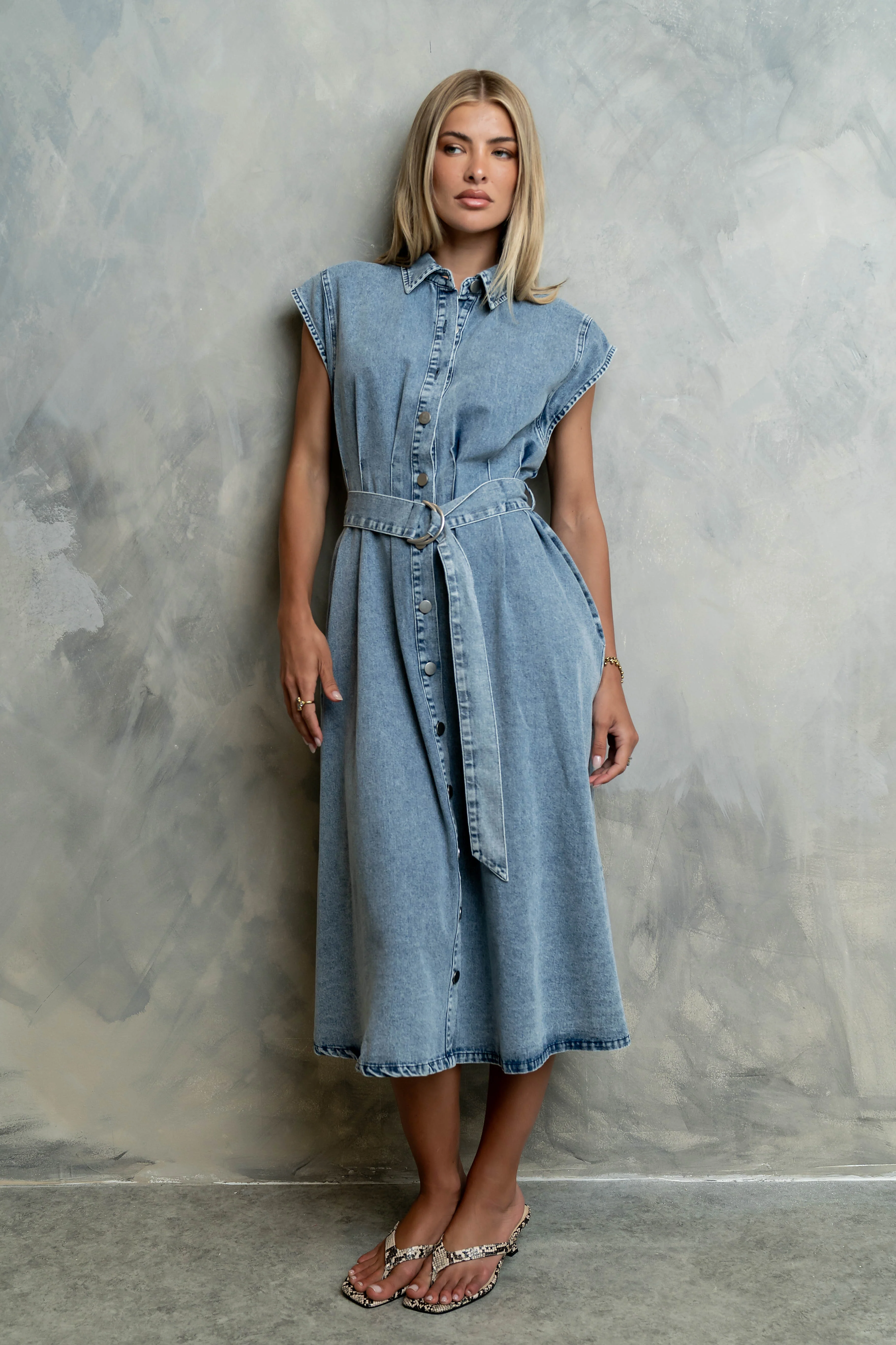 Sayla Denim Midi Dress