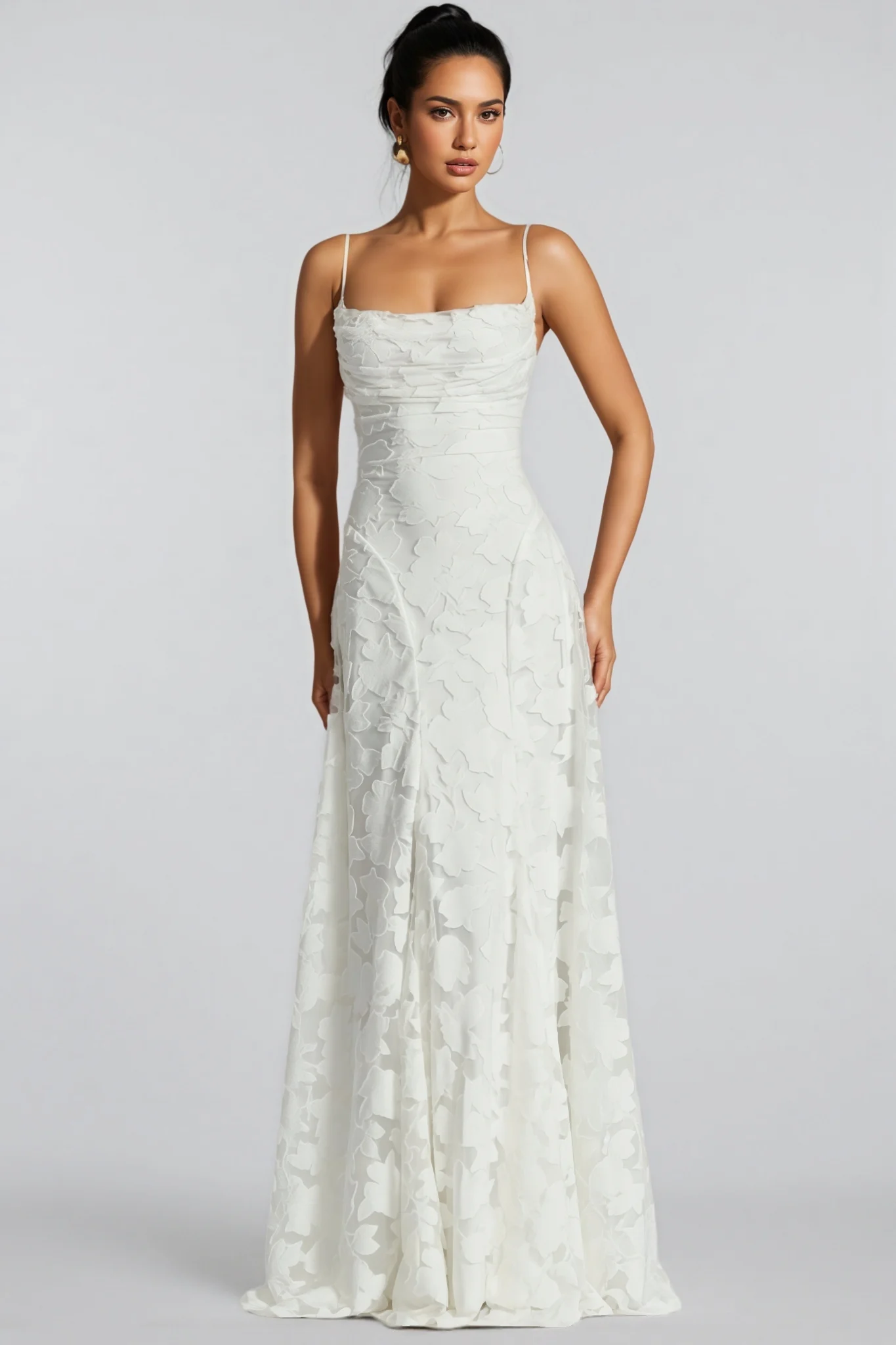 Mirarlt White Strapless Mesh Maxi Dress