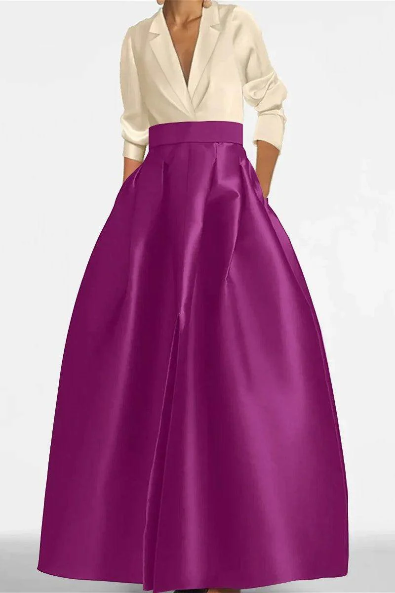 A Line Jewel Neck V-Neck Long Sleeves Mother Dresses CM0342