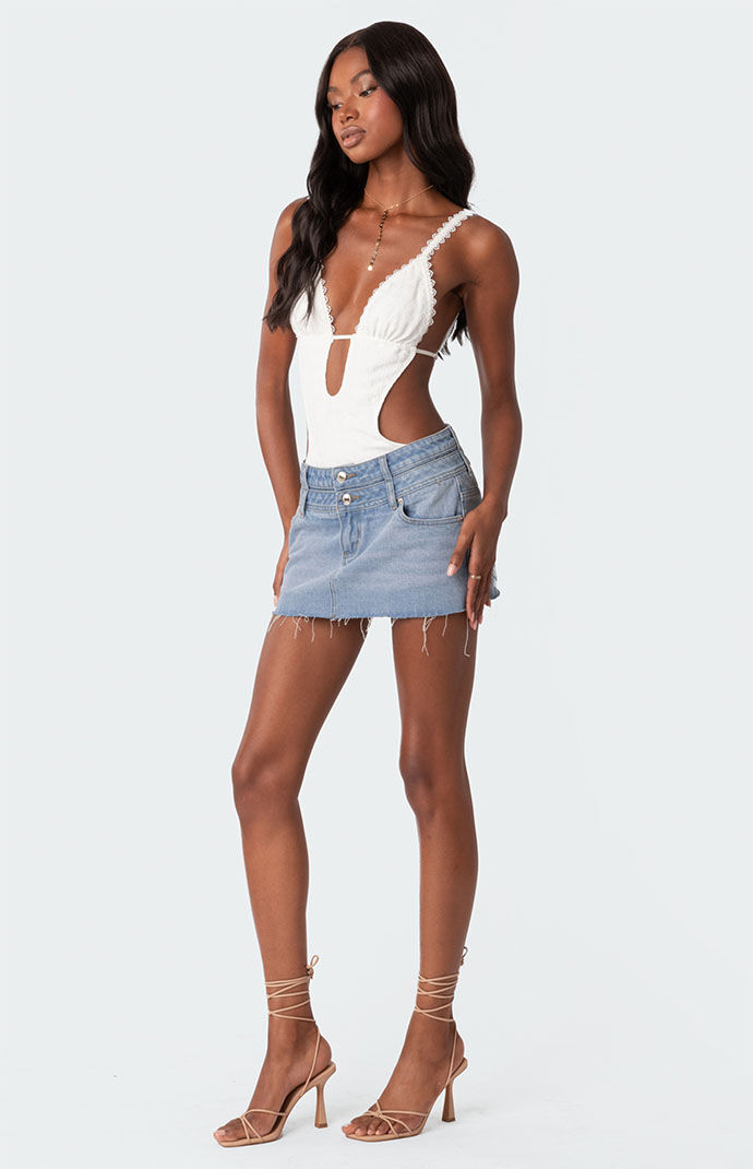 Edikted Textured Cut Out Bodysuit