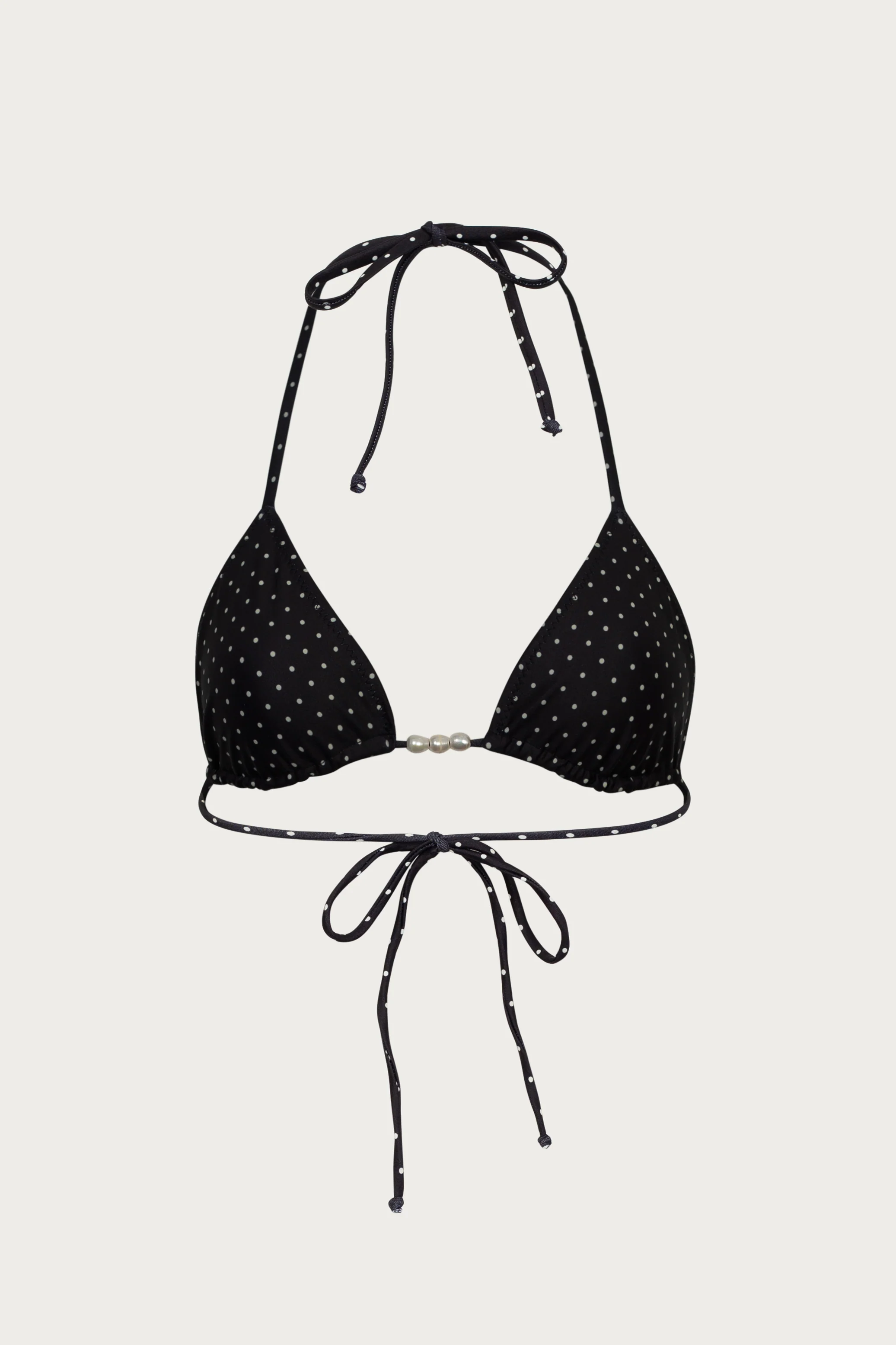 Beaded Triangle Top (Black Cream Polka Dot) - luluinthesky