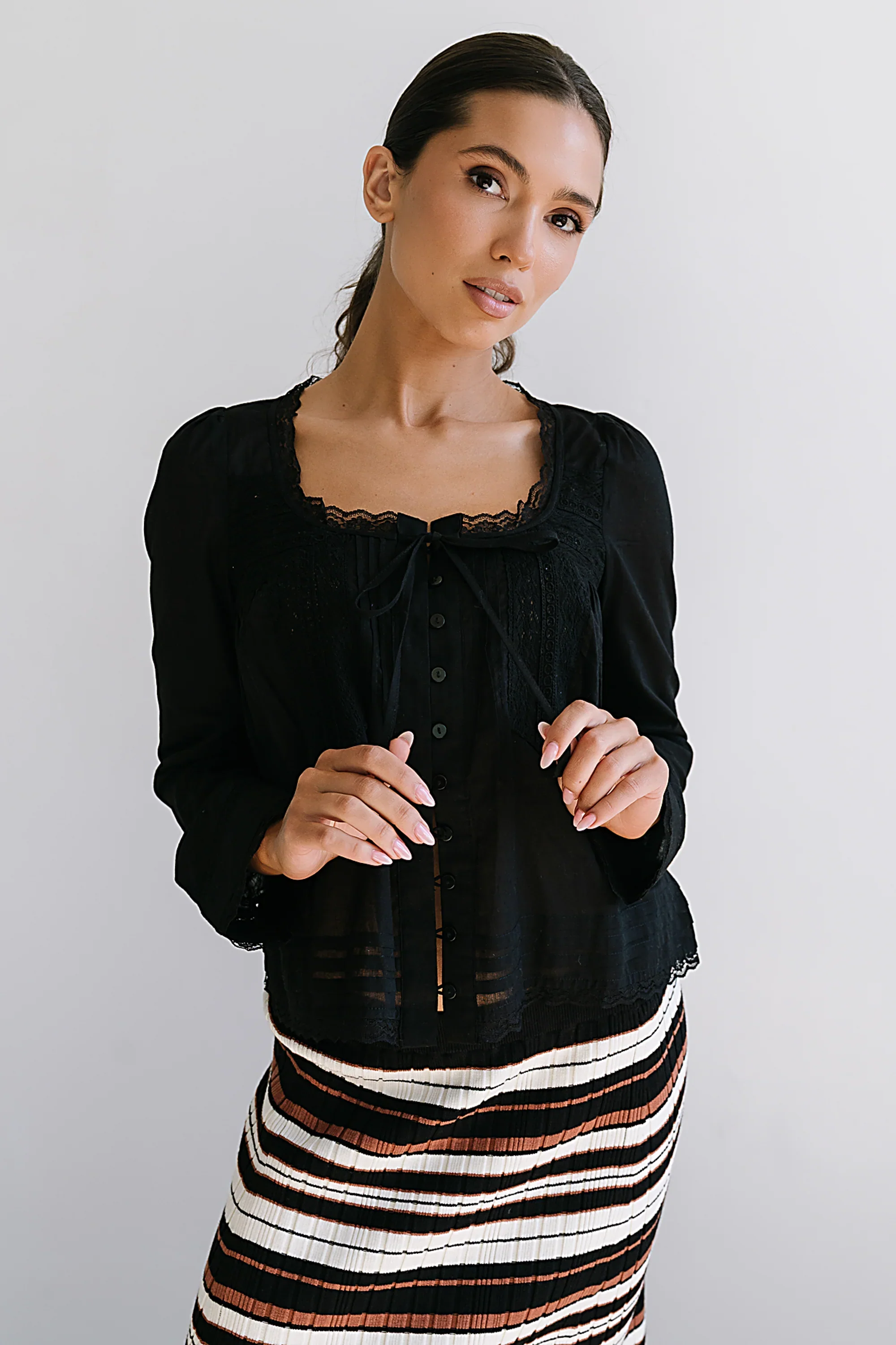 Taylor Sheer Blouse in Black