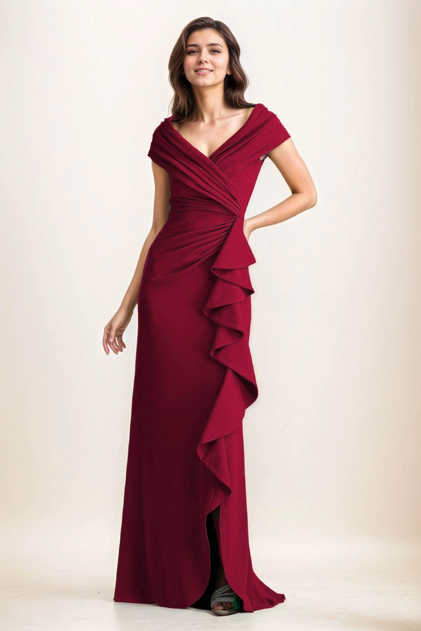 Sheath-Column Maxi Elastic Cloth Wedding Guest Dress CG0280