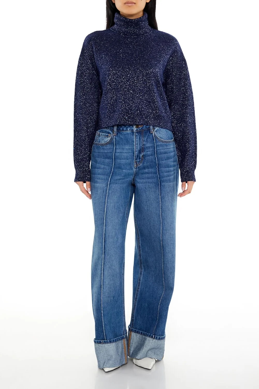Glitter Knit Turtleneck Sweater