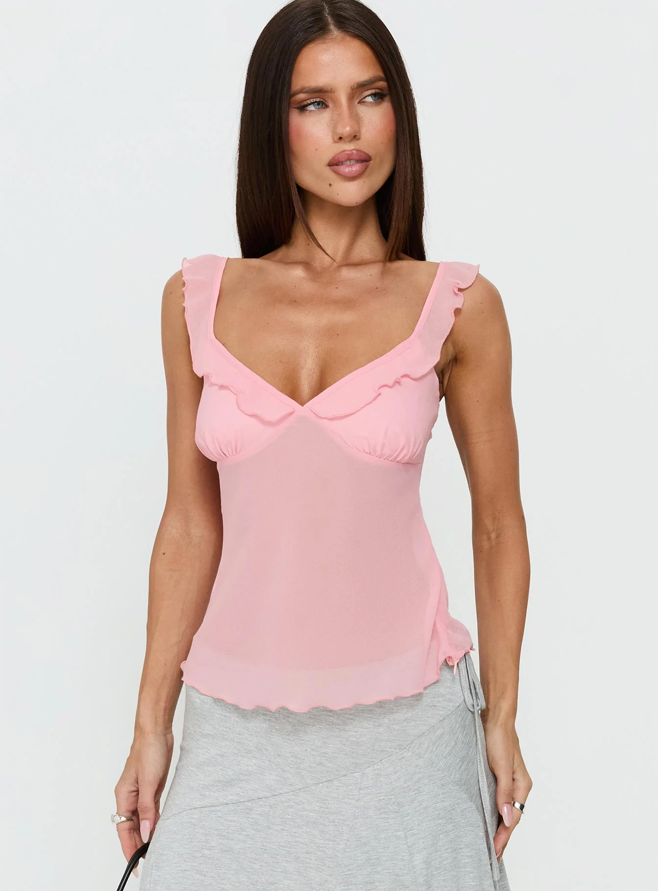 Zayliah Frill Detail Top Pink