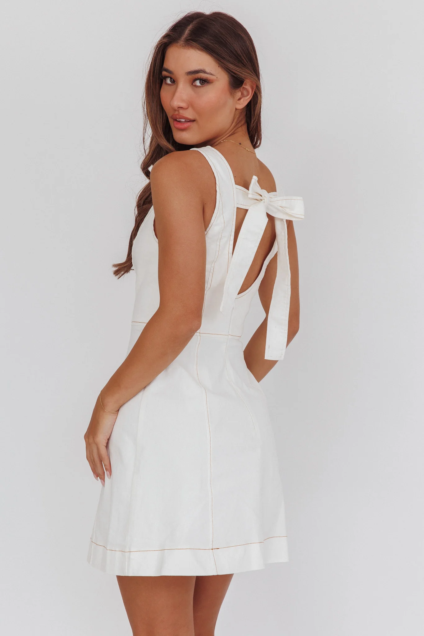 Loreine Tied Back Mini Dress Cream