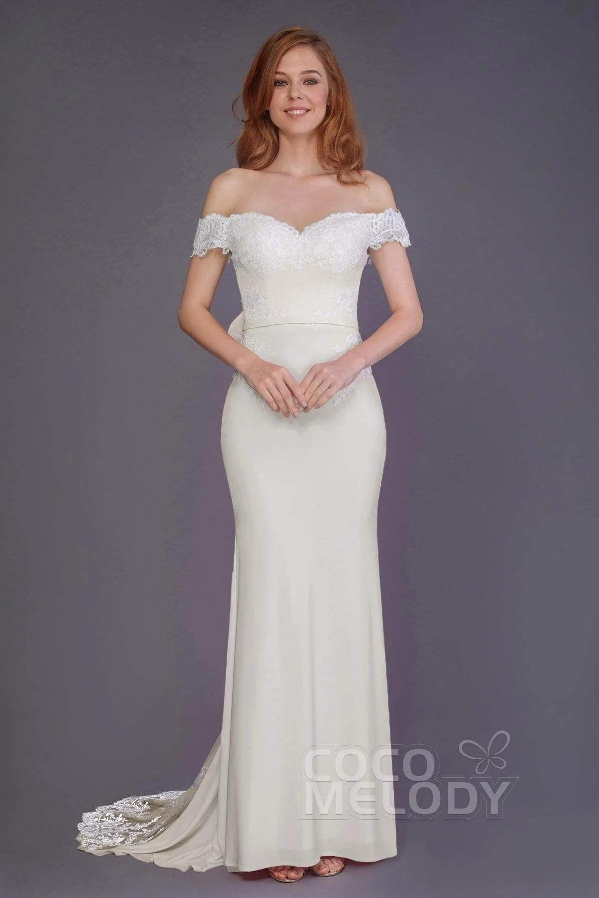 Mermaid Sweep Train Knitted Fabric Bridesmaid Dress PR3491