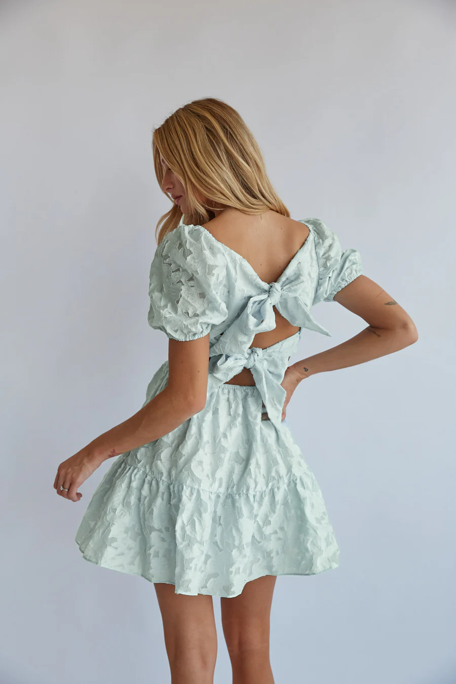 Whitley Tie Back Puff Sleeve Babydoll Mini Dress - luluinthesky