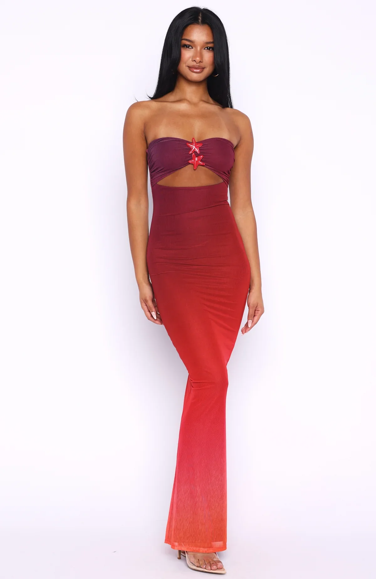 On Another Level Strapless Maxi Dress Sunset Mirage