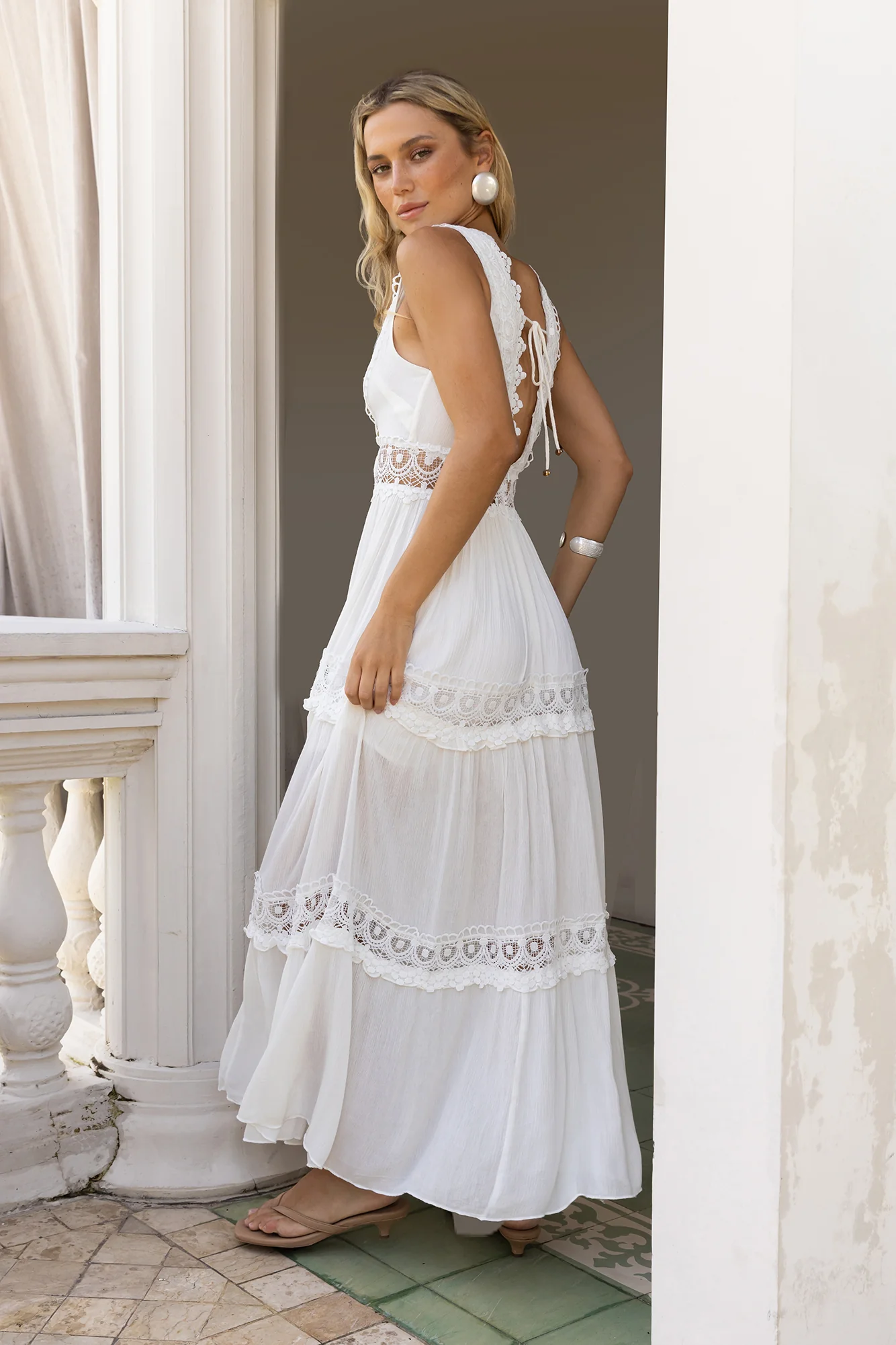 Playing Games Maxi Dress White