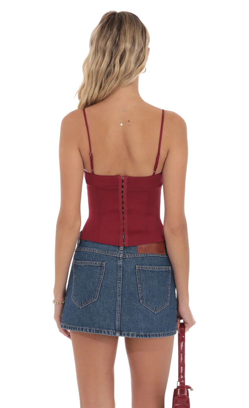 V-Neck Side Slit Top in Maroon - luluinthesky