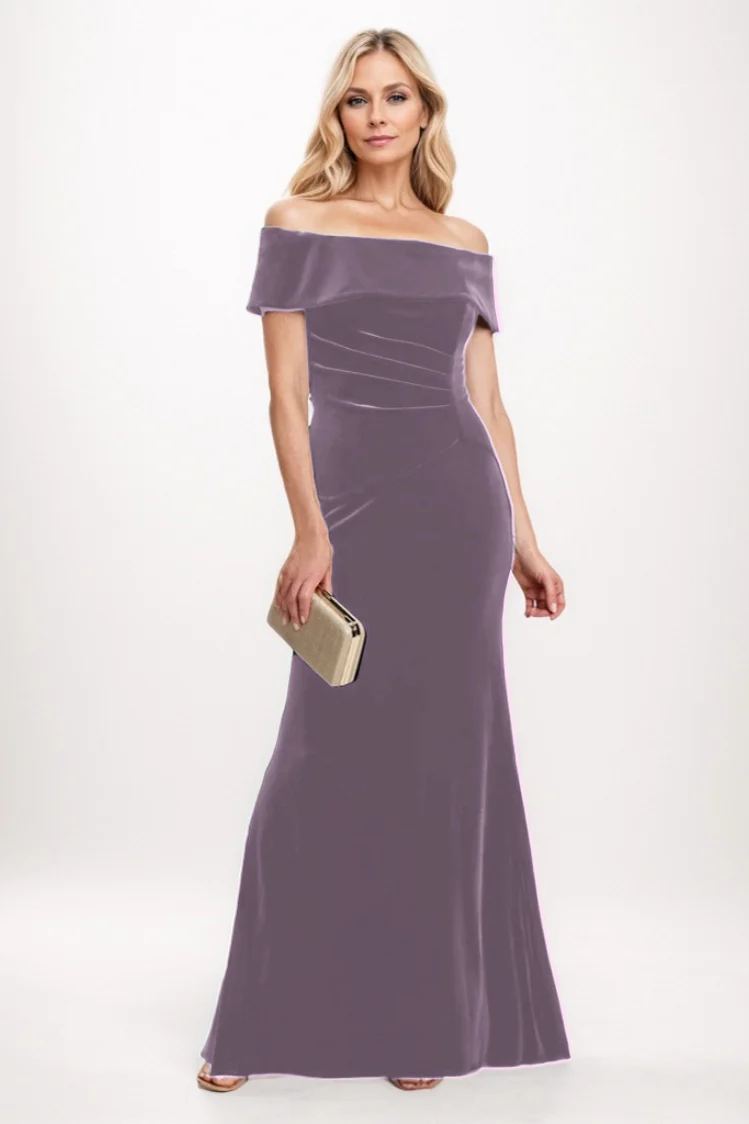 Sheath-Column Maxi Velvet Mother Of The Bride Dress CM0271