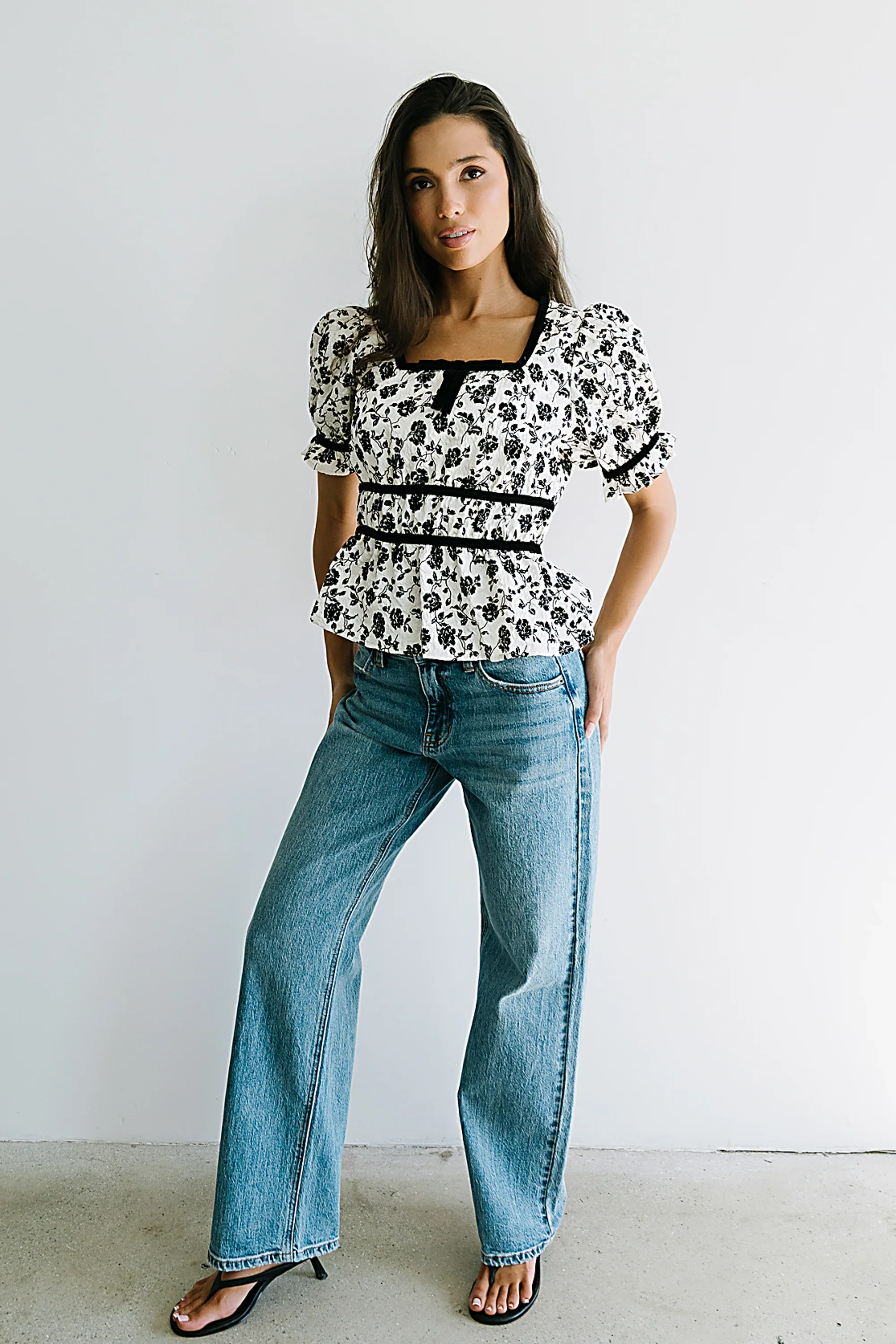 Tallie Floral Blouse in Cream