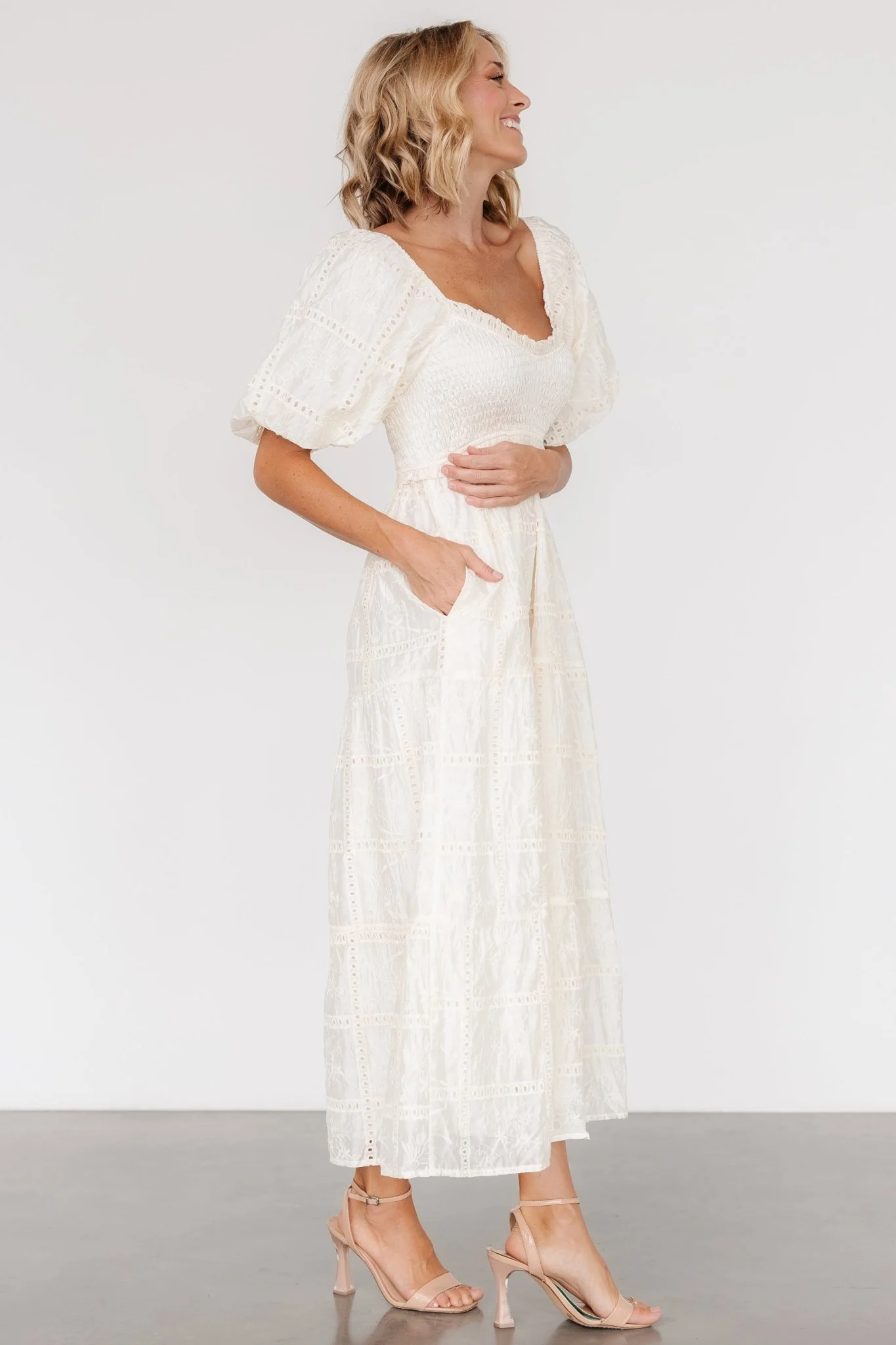 Colin Eyelet Dress | Cream - luluinthesky
