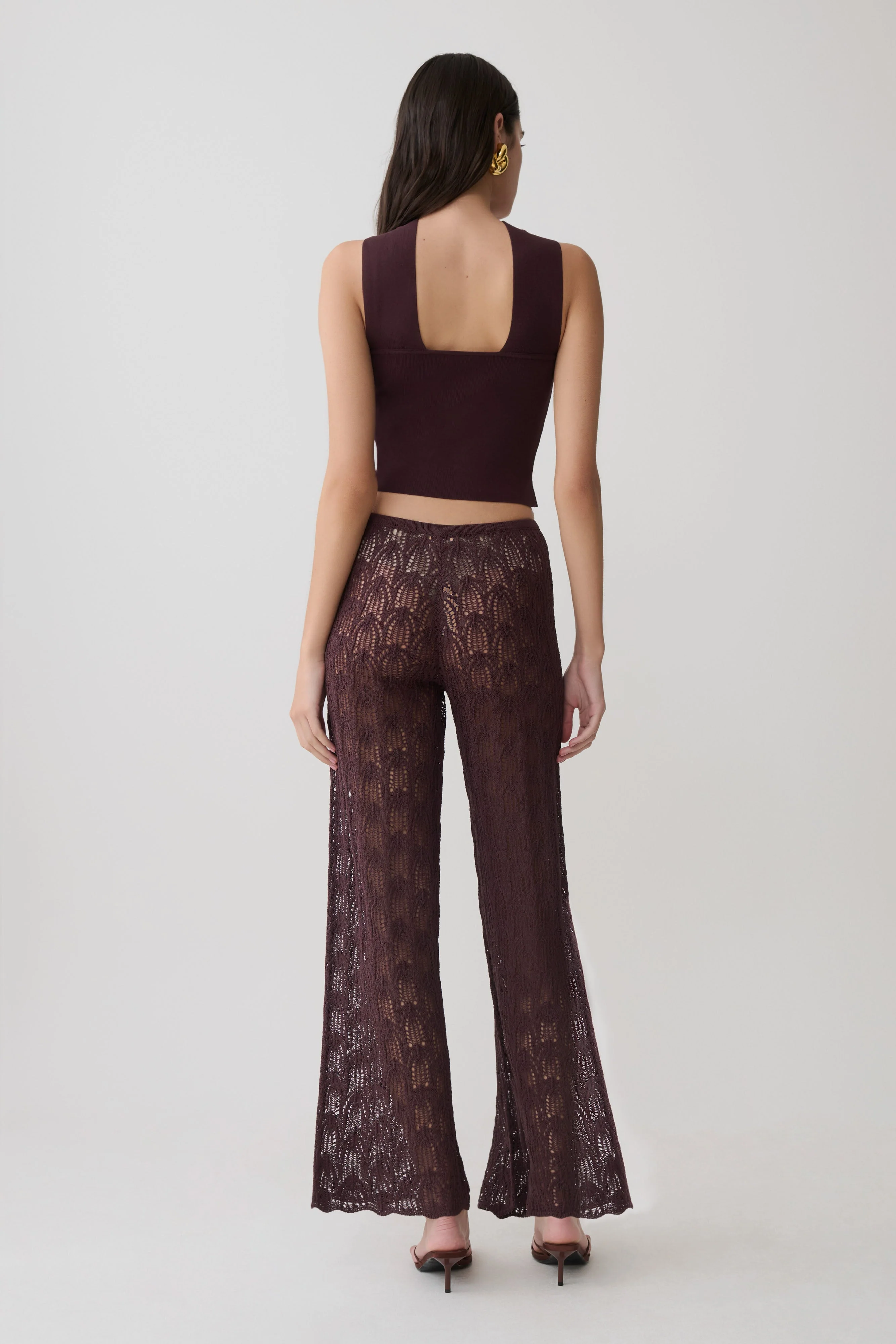 Glinda Crochet Pants - Chocolate