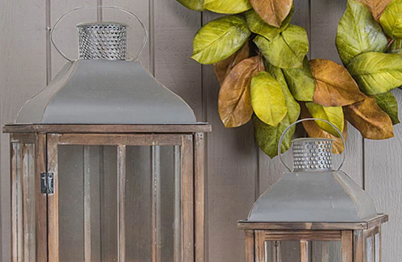 HUGE Rustic Wood Floor Lanterns