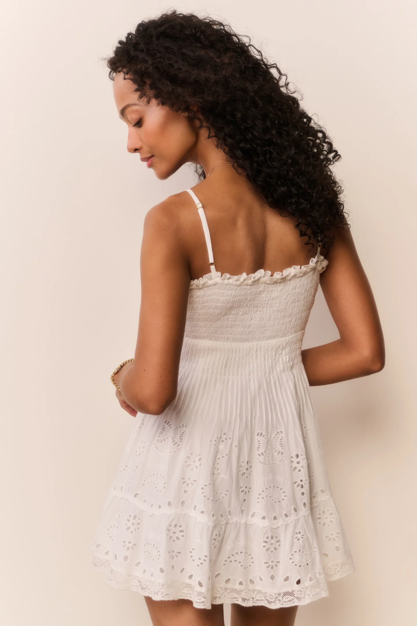 Azar Cotton Bandana Eyelet Mini Dress