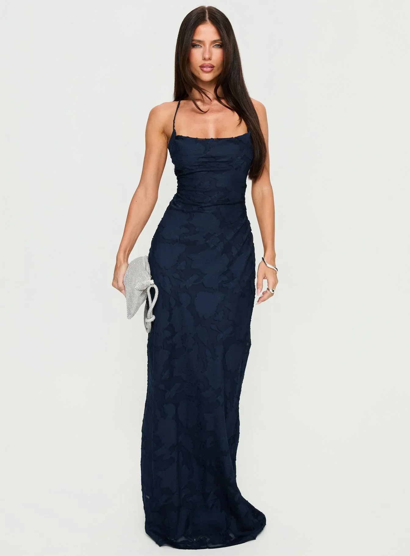 Celena Maxi Dress Navy Burnout - luluinthesky