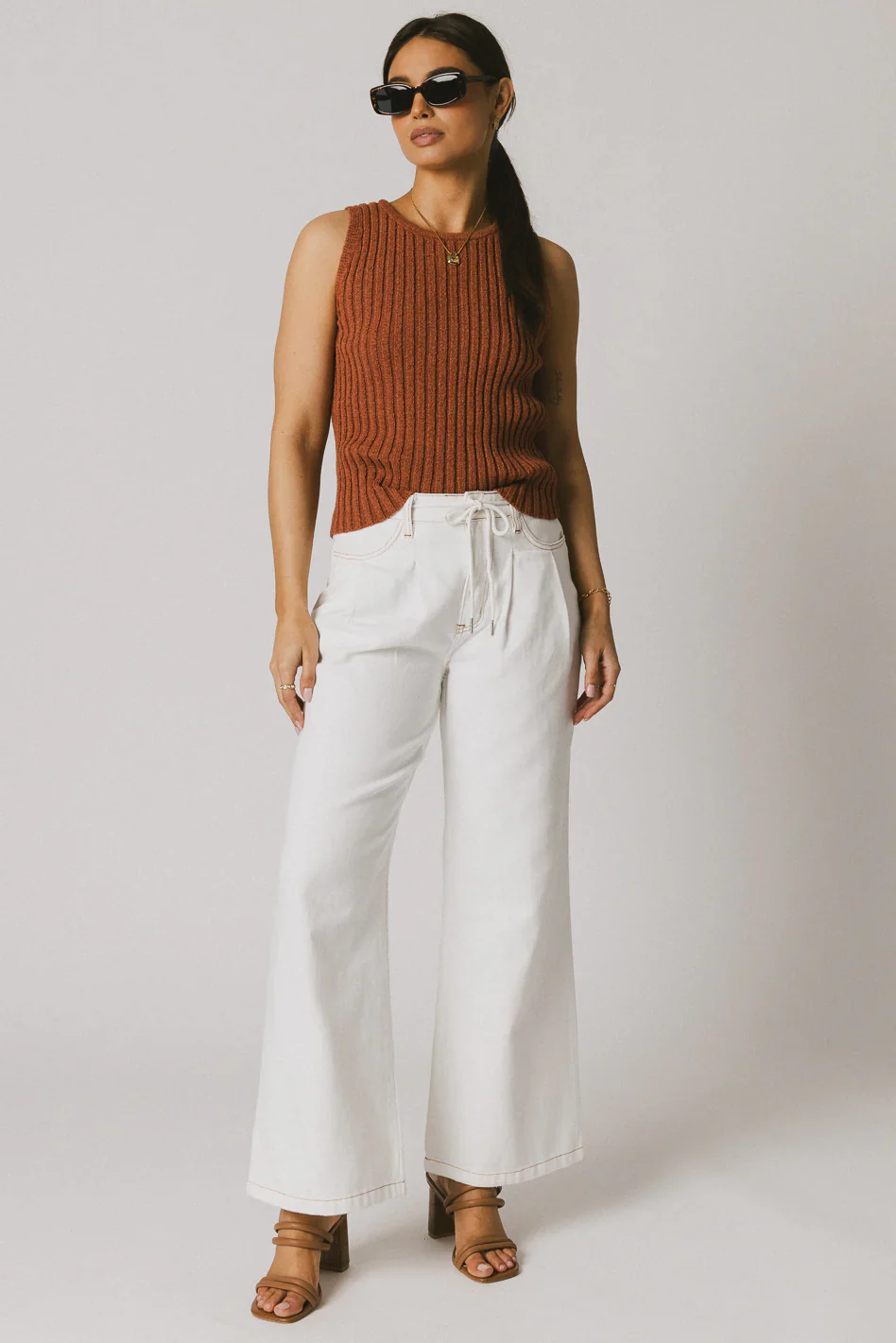Riley Ribbed Top in Clay