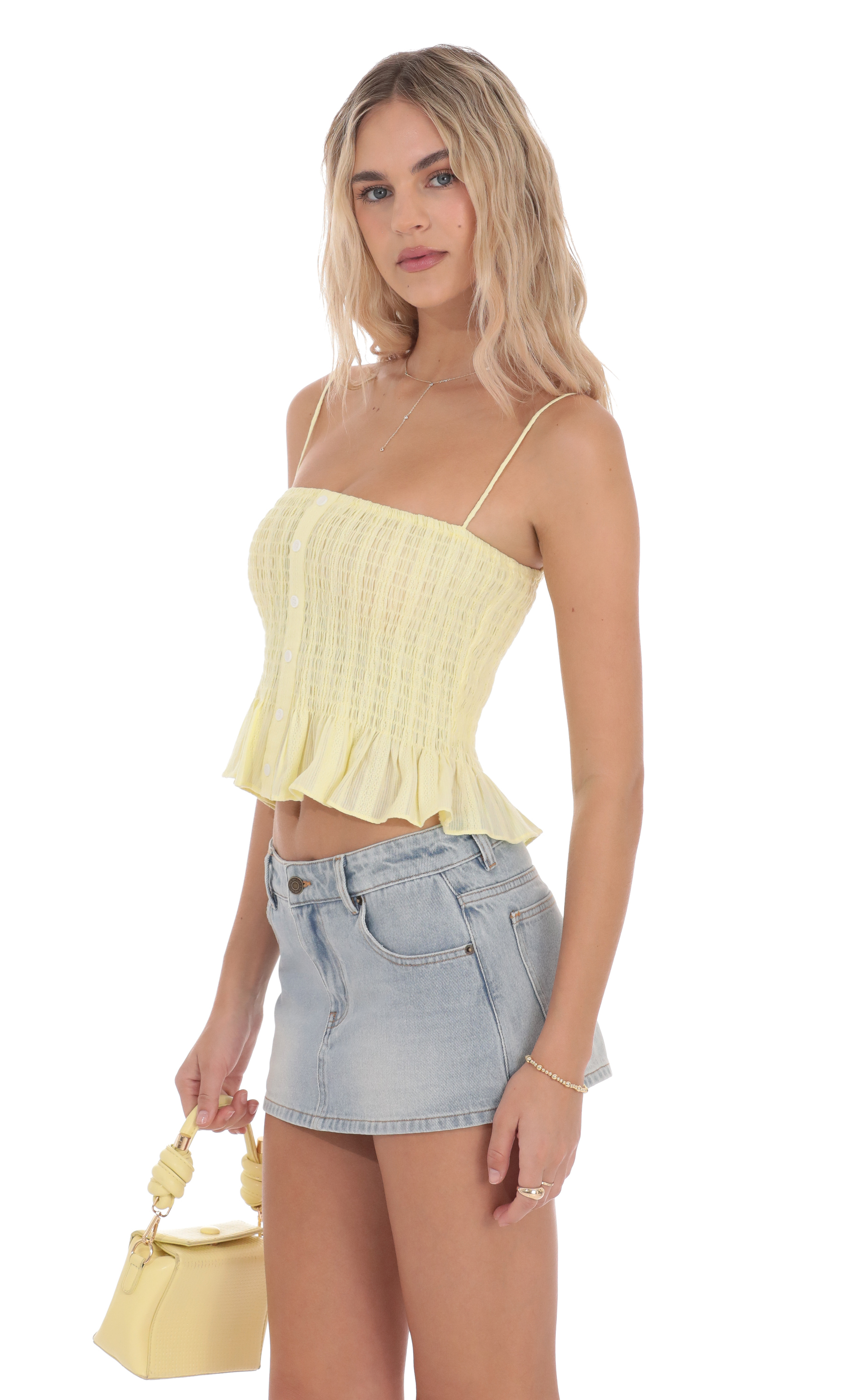 Smocked Button Top in Yellow - luluinthesky