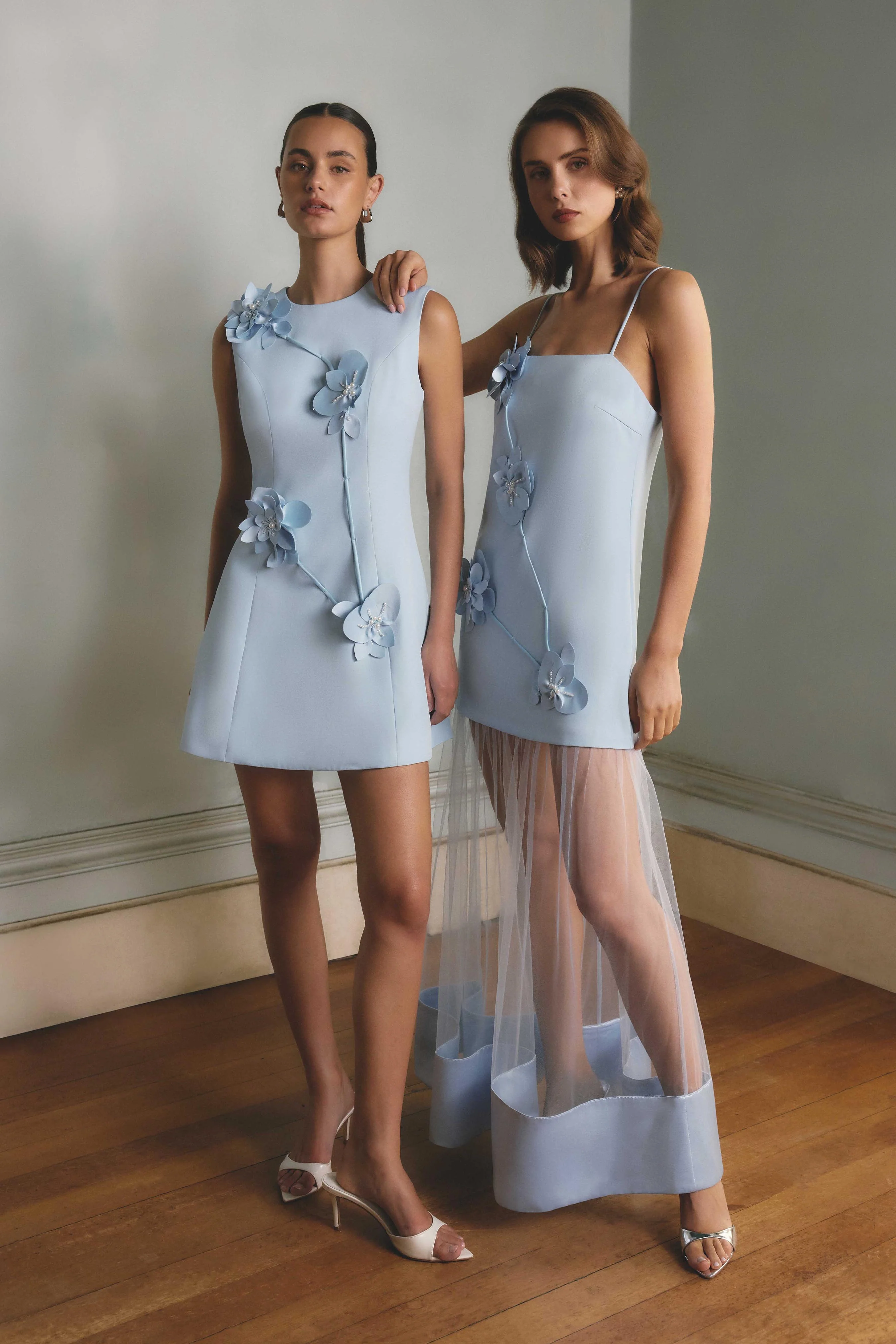 Reina Applique Mini Dress Dress Sky Blue