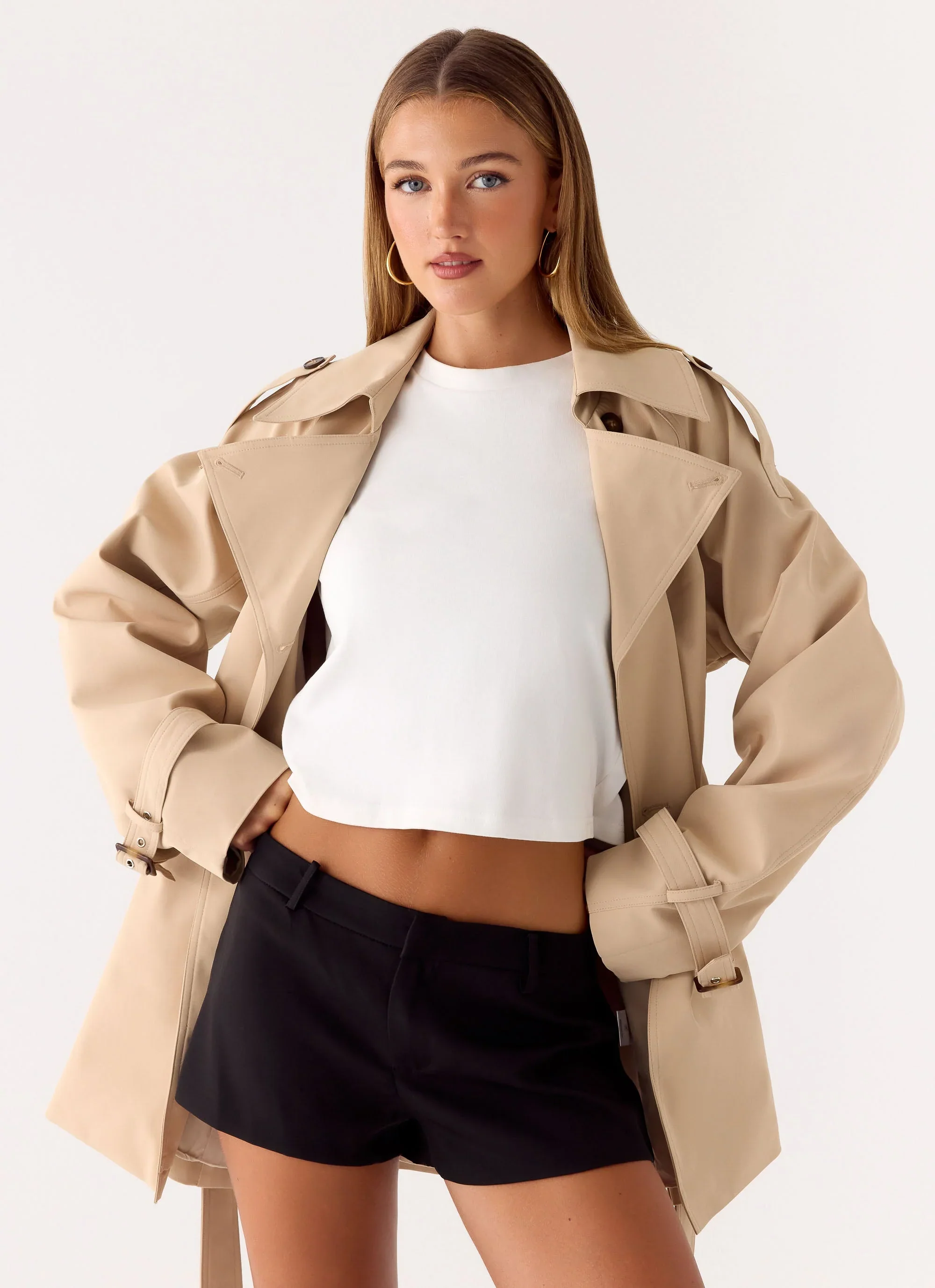 Jackie Mini Trench Coat - Tan