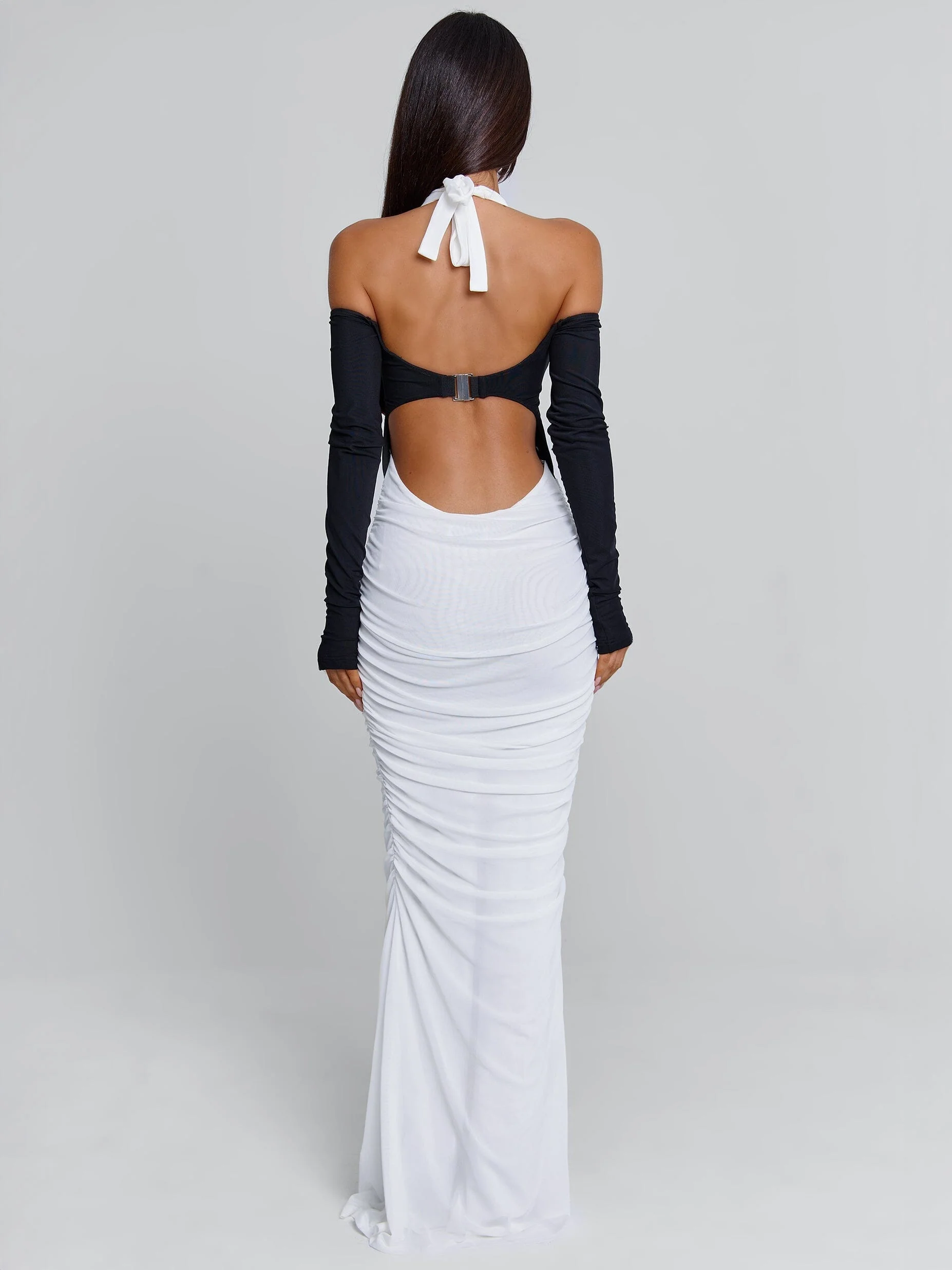 TAHITI MAXI DRESS WHITE/BLACK