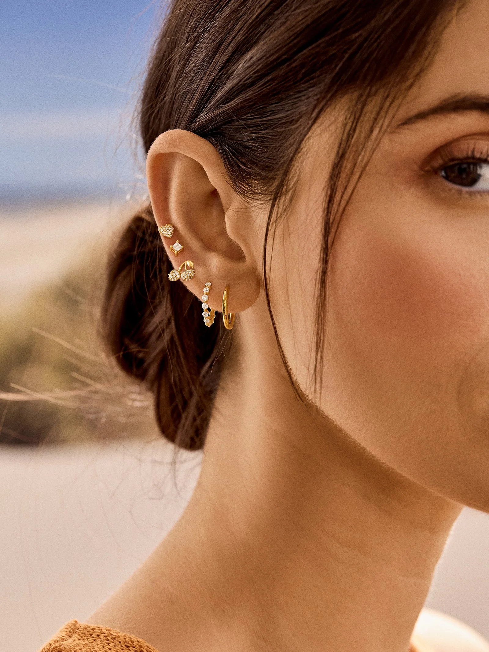 18K Gold Just For Fun Earrings - Pavé Cherry