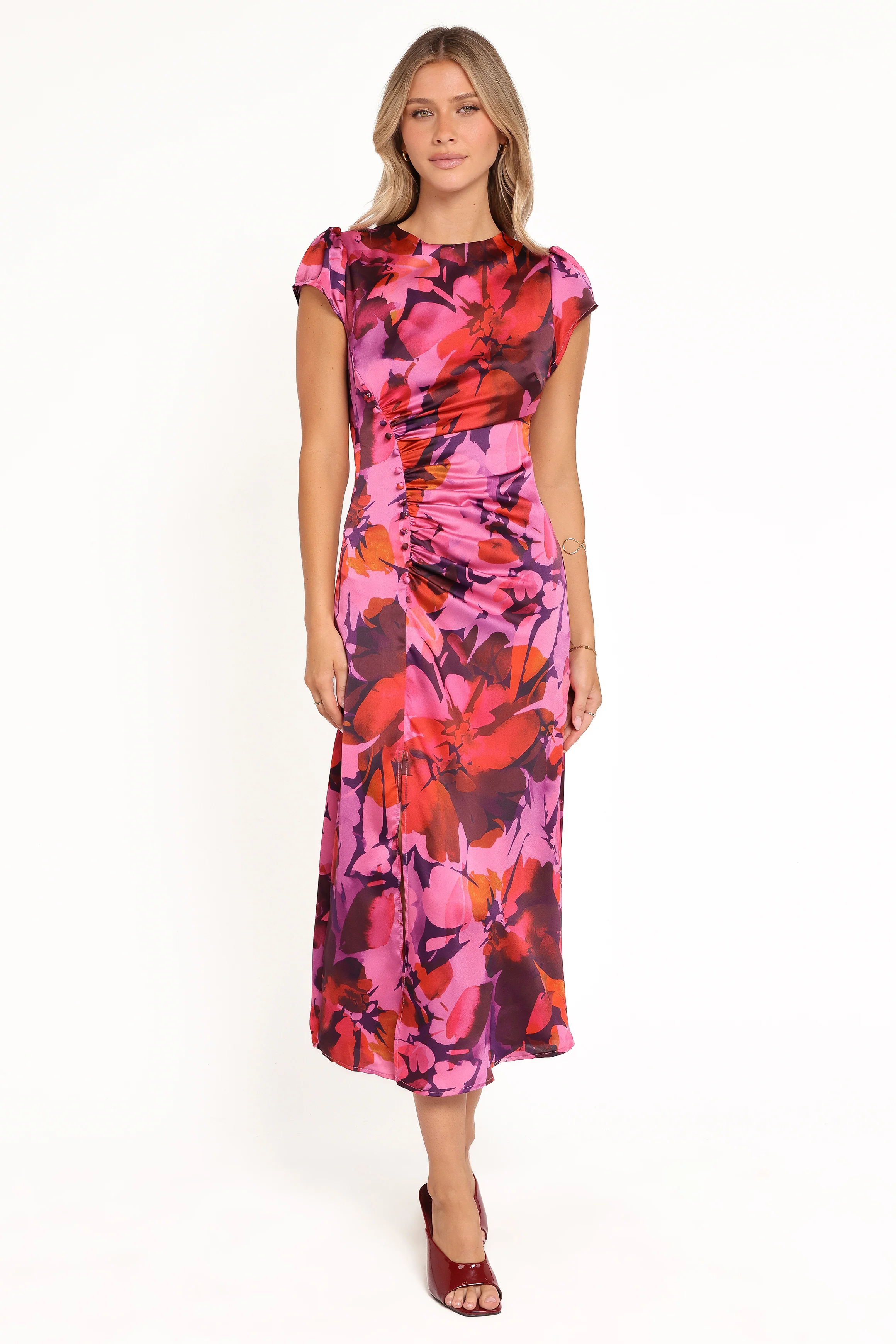 Lisbeth Midi Dress - Magenta Floral