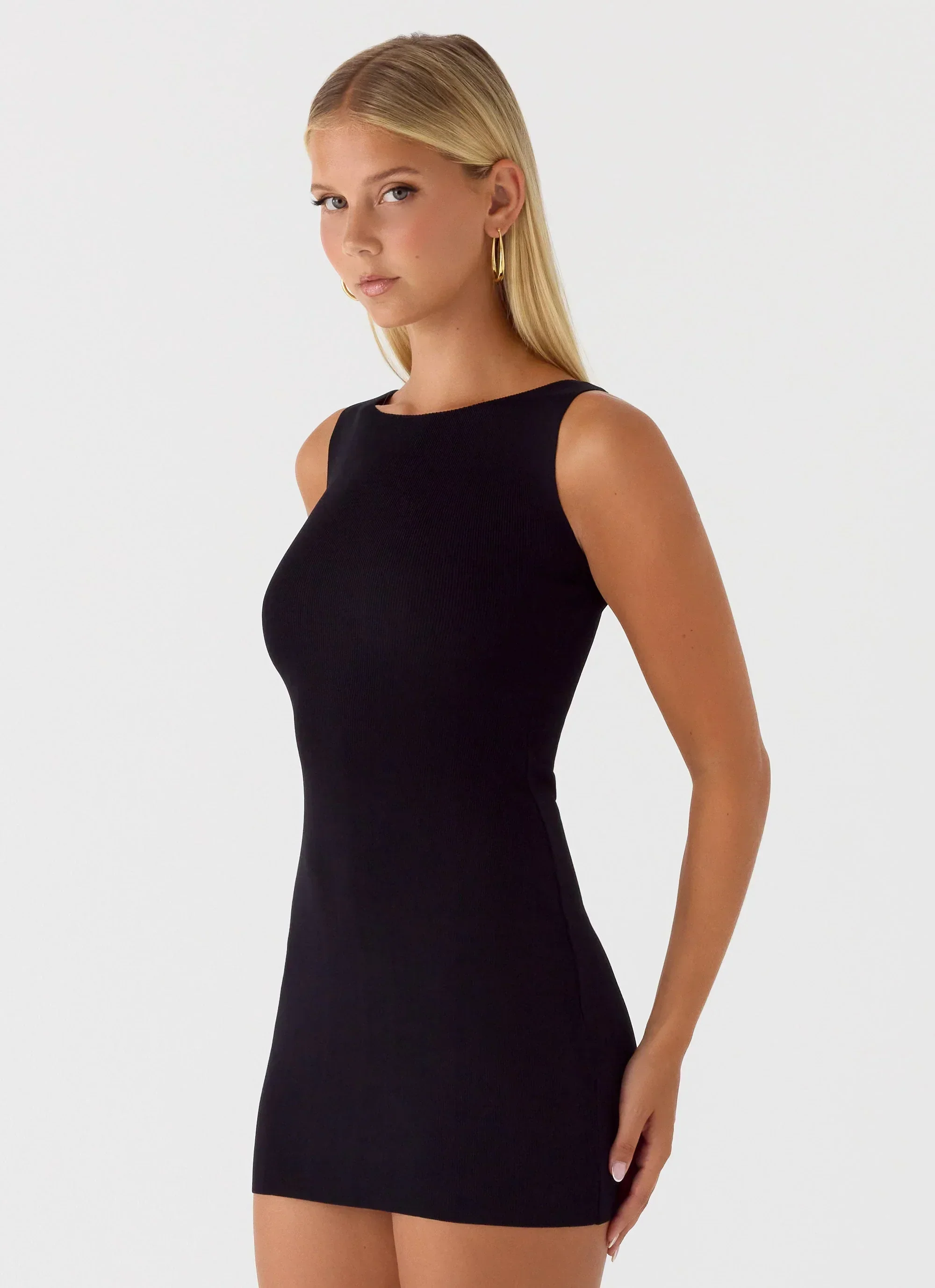 Amaris Knit Mini Dress - Black
