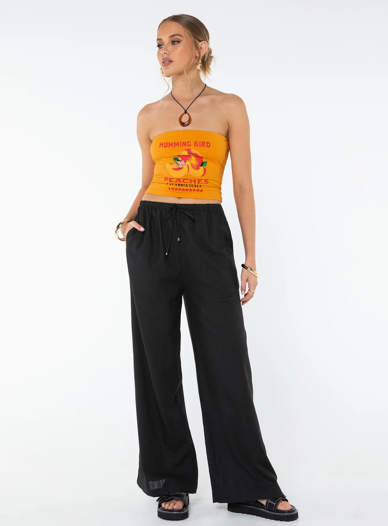 Ogilvie Linen Blend Pants Black